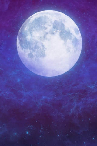 Artistic Full Moon In Starry Night Sky, Full HD Wallpaper