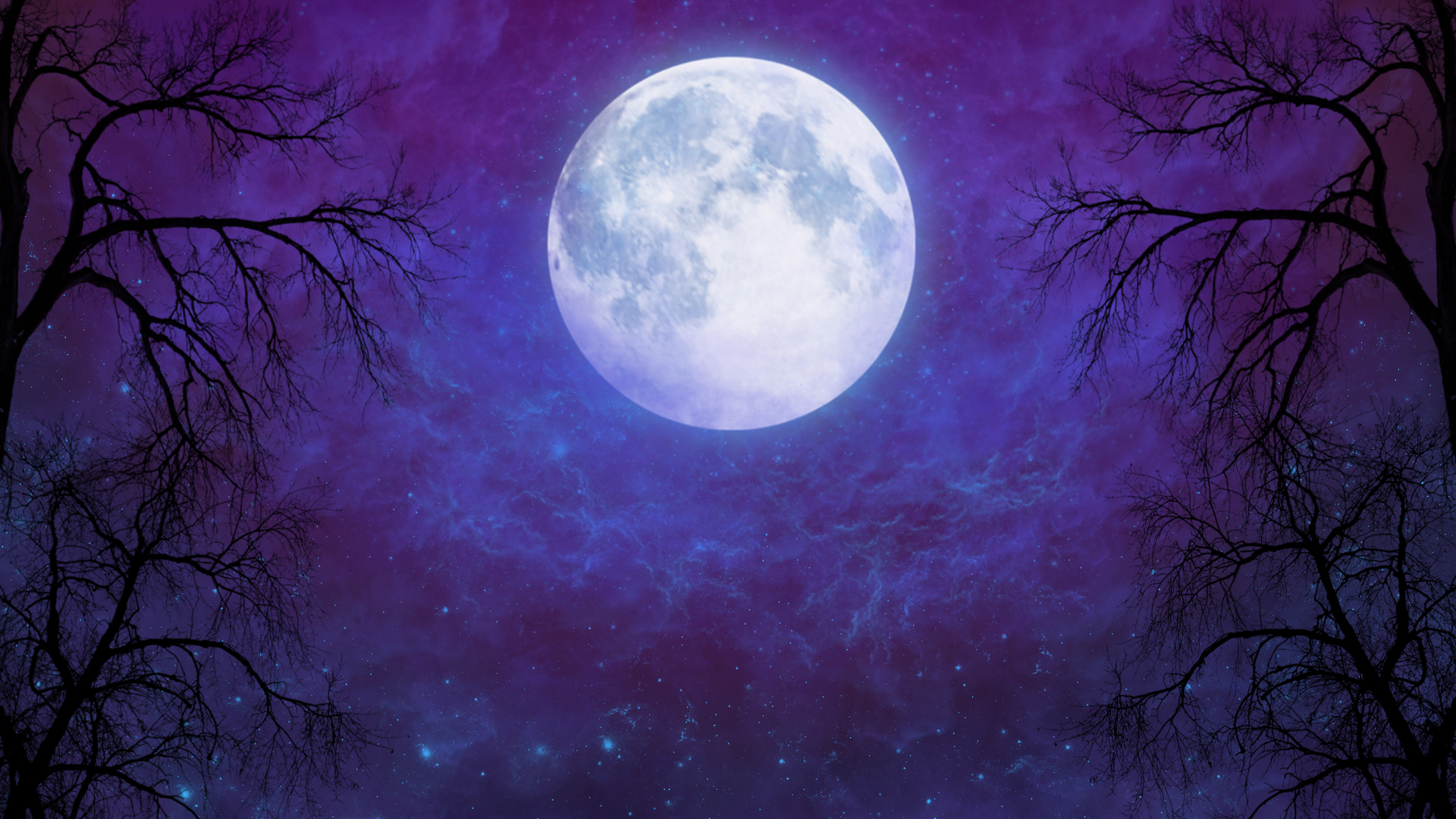 Artistic Full Moon in Starry Night Sky Wallpaper, HD Artist 4K