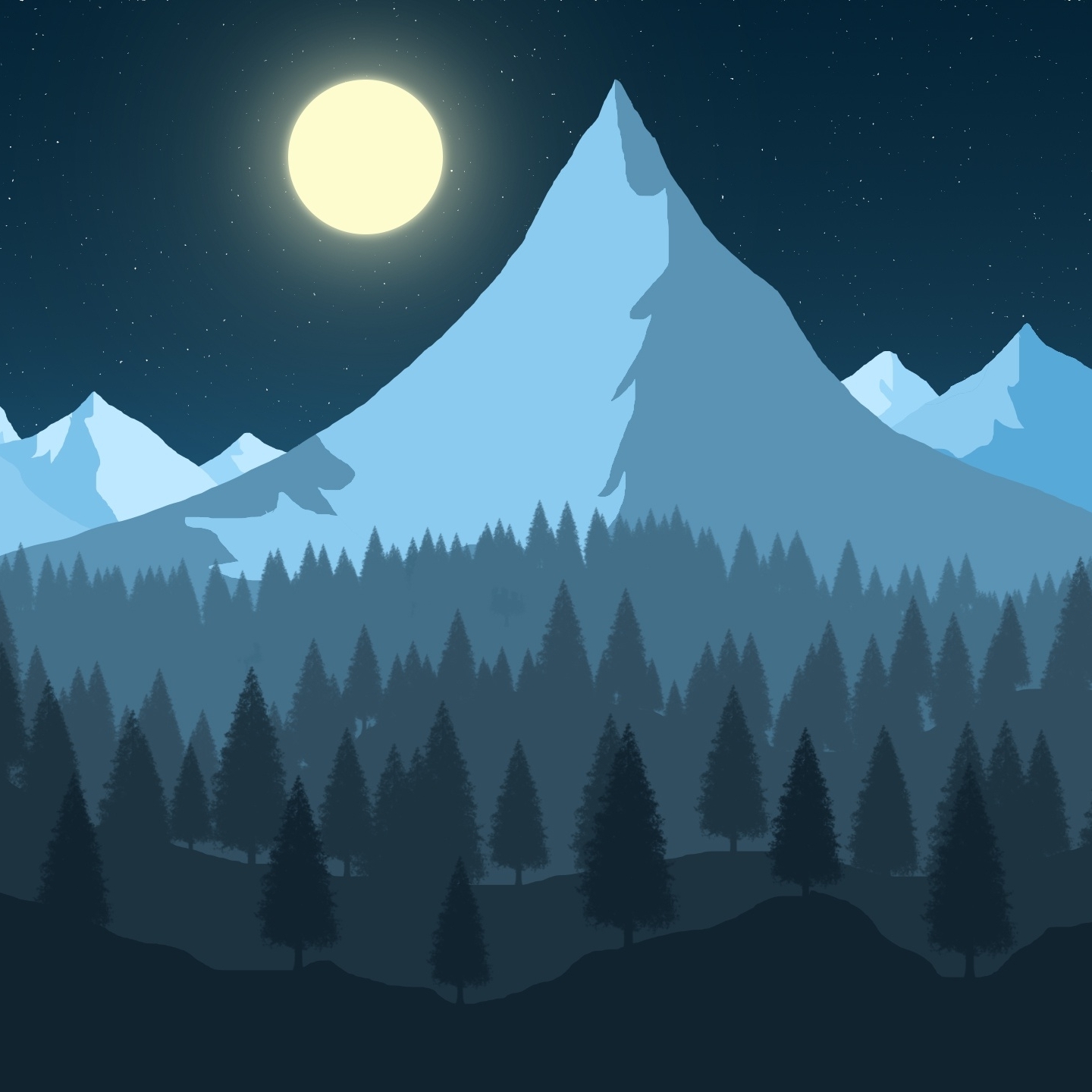 1440x1440 Artistic Mountain Hd Moon 2023 Art 1440x1440 Resolution