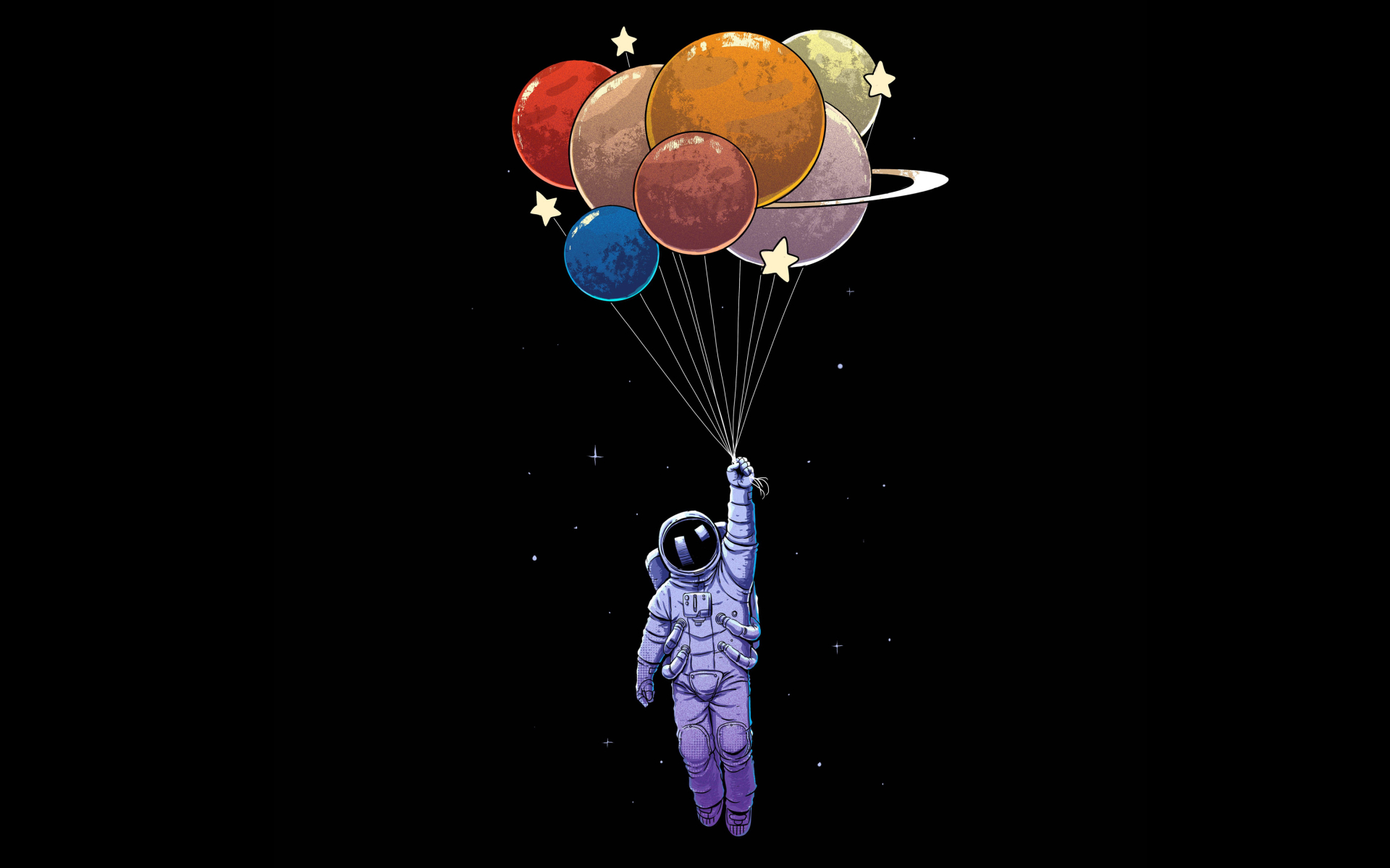 1920x1200 Resolution Astronaut Holding of Colorful Balloons 1200P