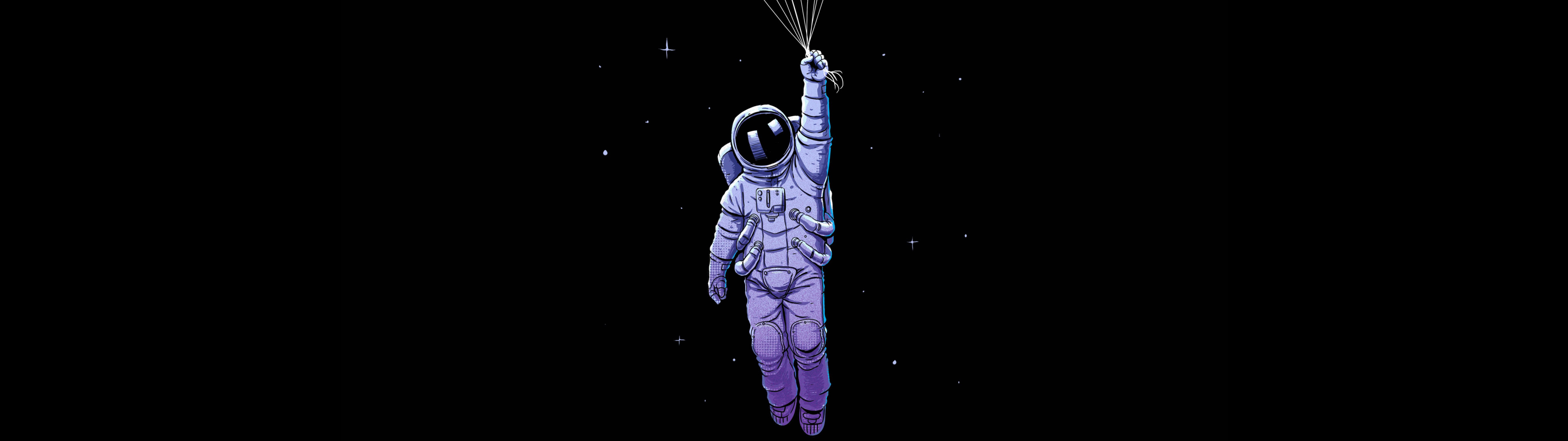 5120x1440 Astronaut Holding of Colorful Balloons 5120x1440 Resolution