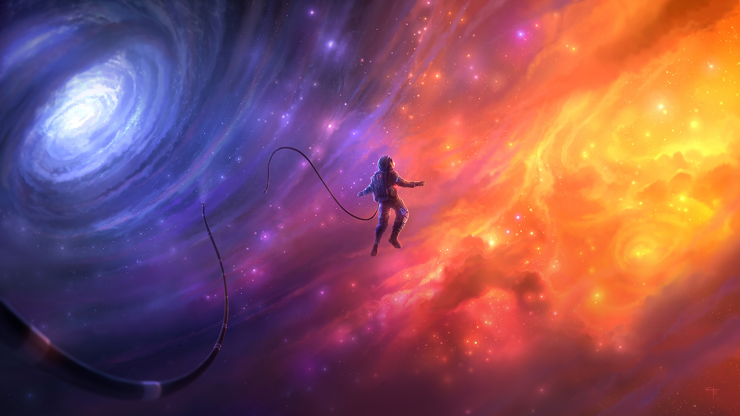 Astronaut Nebula Surreal Stars Space Wallpaper