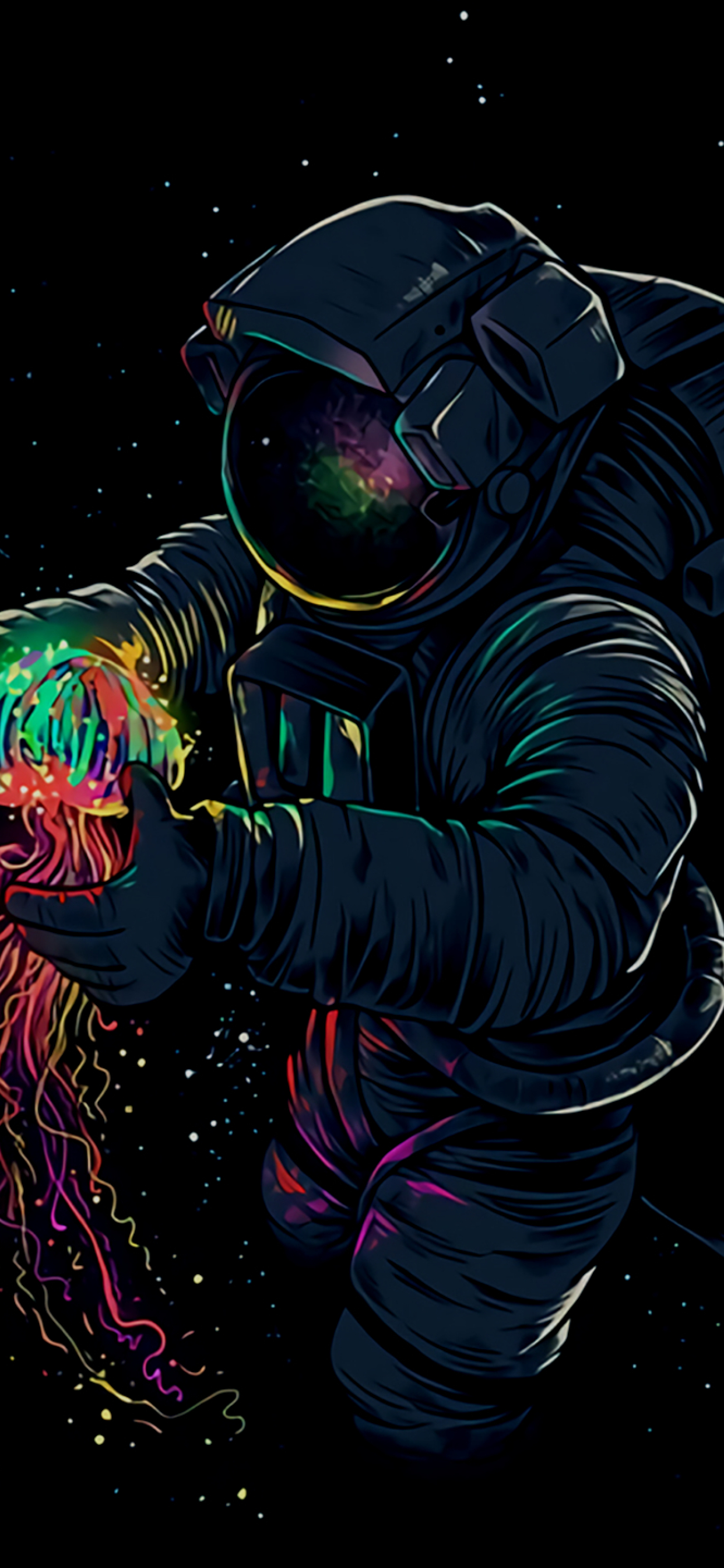 Astronaut With Jellyfish Iphone XS MAX Wallpaper
