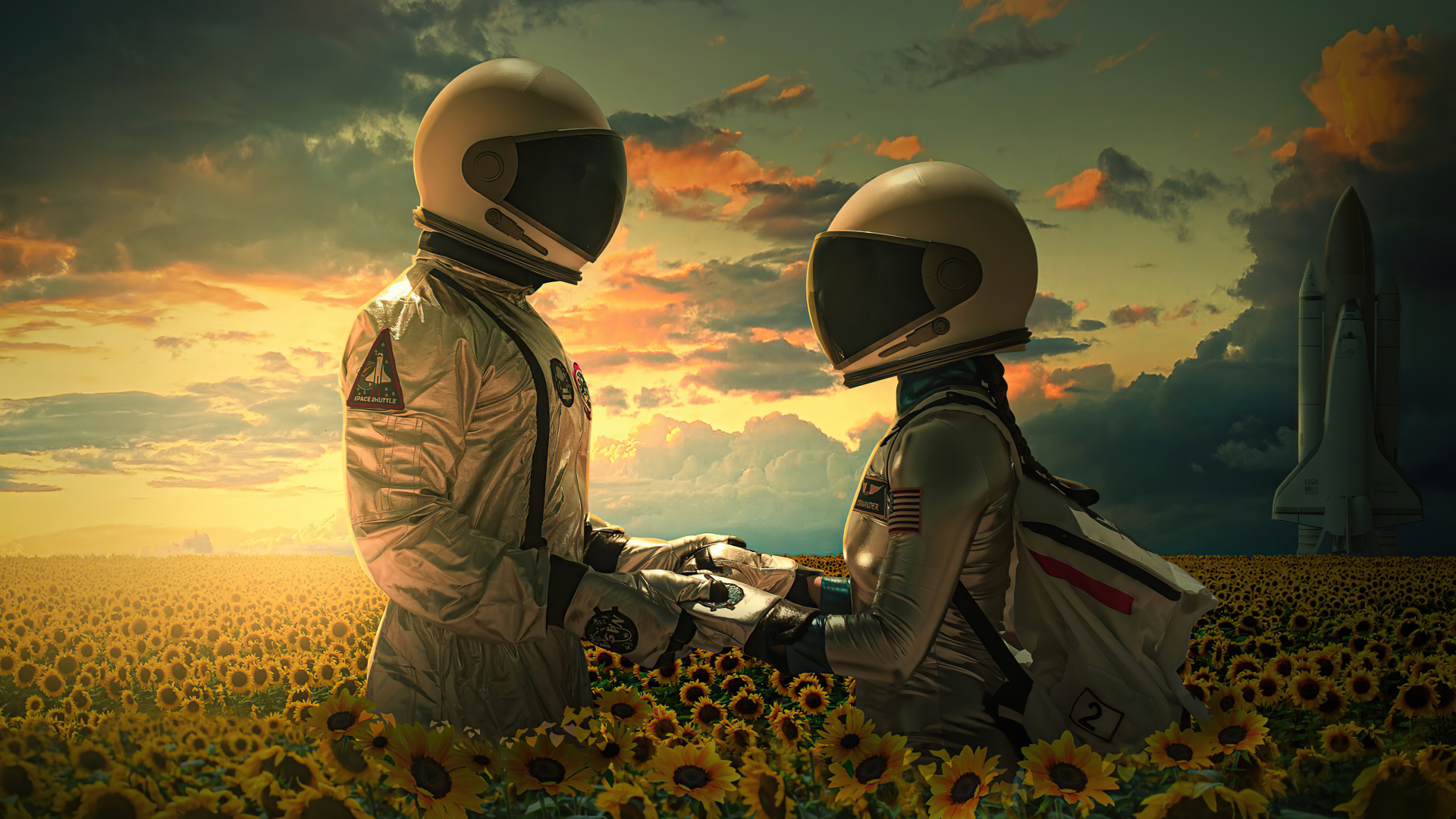 1920x1080 Astronauts in Love Digital 5K 1080P Laptop Full HD Wallpaper, HD  Artist 4K Wallpapers, Images, Photos and Background - Wallpapers Den