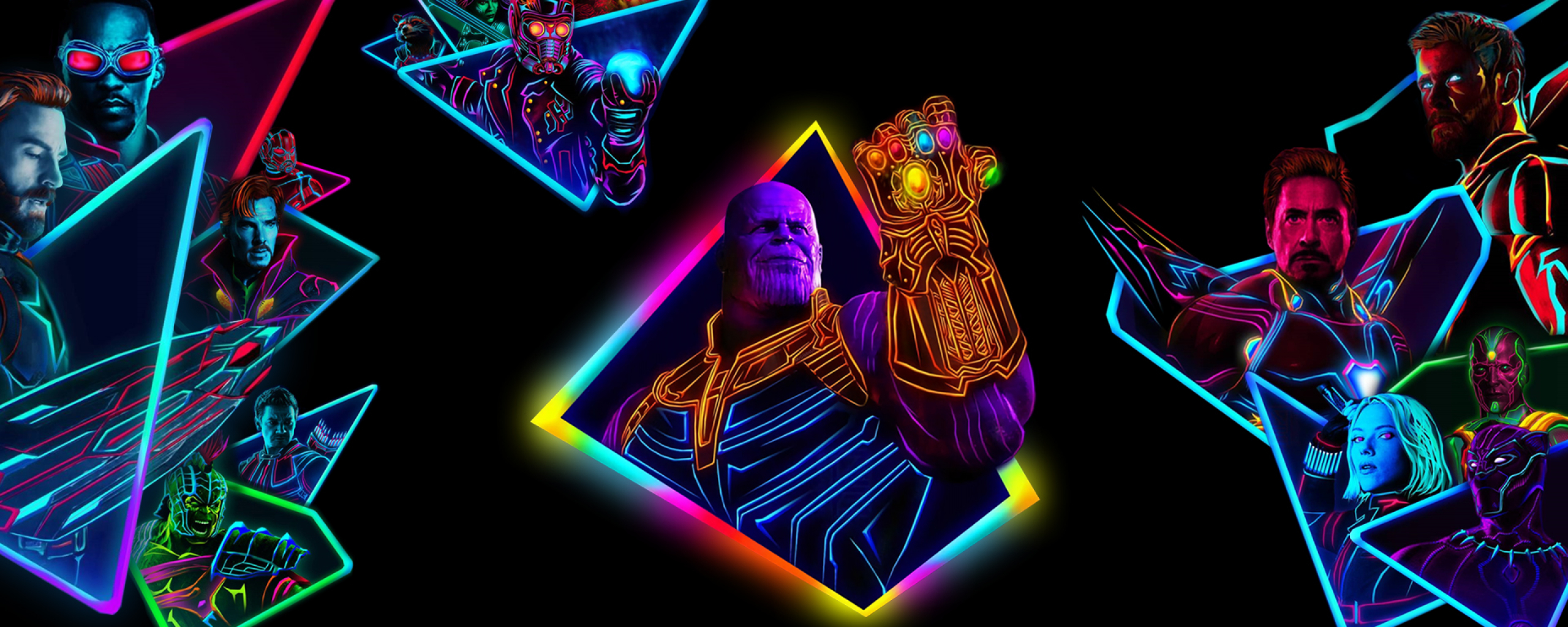 Avengers Infinity War 80s Neon Style Art, Full HD Wallpaper