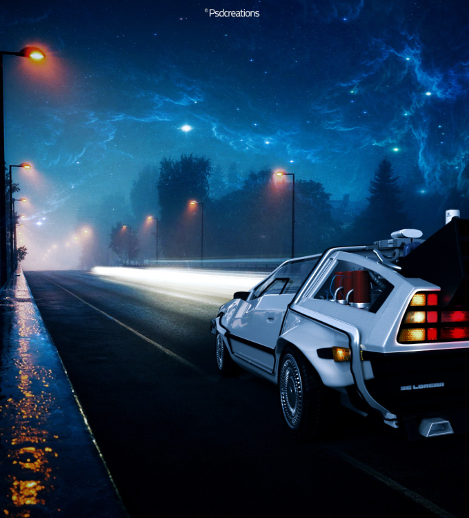 680x750 Back to the Future DeLorean Car Illustration 680x750 Resolution ...