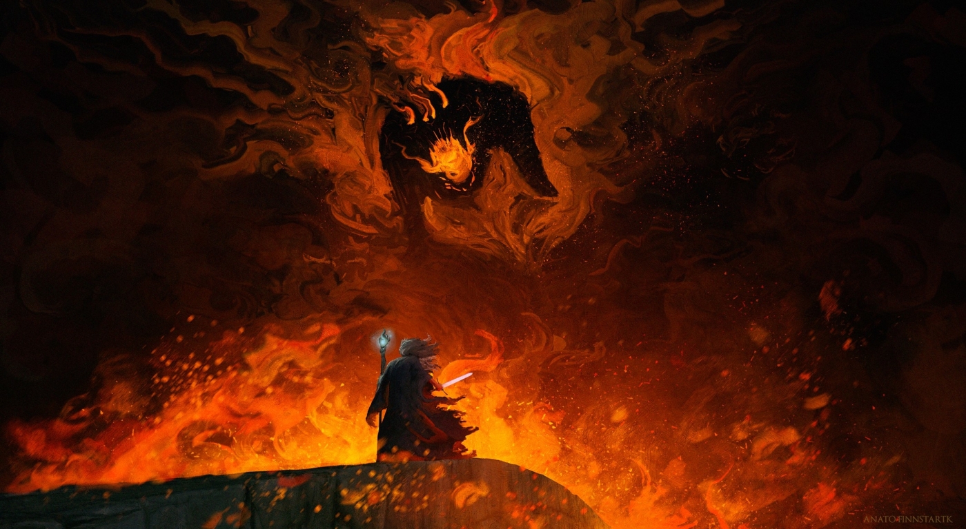 1400x768 Balrog vs Gandalf Lord Of The Rings 1400x768 Resolution Wallpaper,  HD Fantasy 4K Wallpapers, Images, Photos and Background - Wallpapers Den