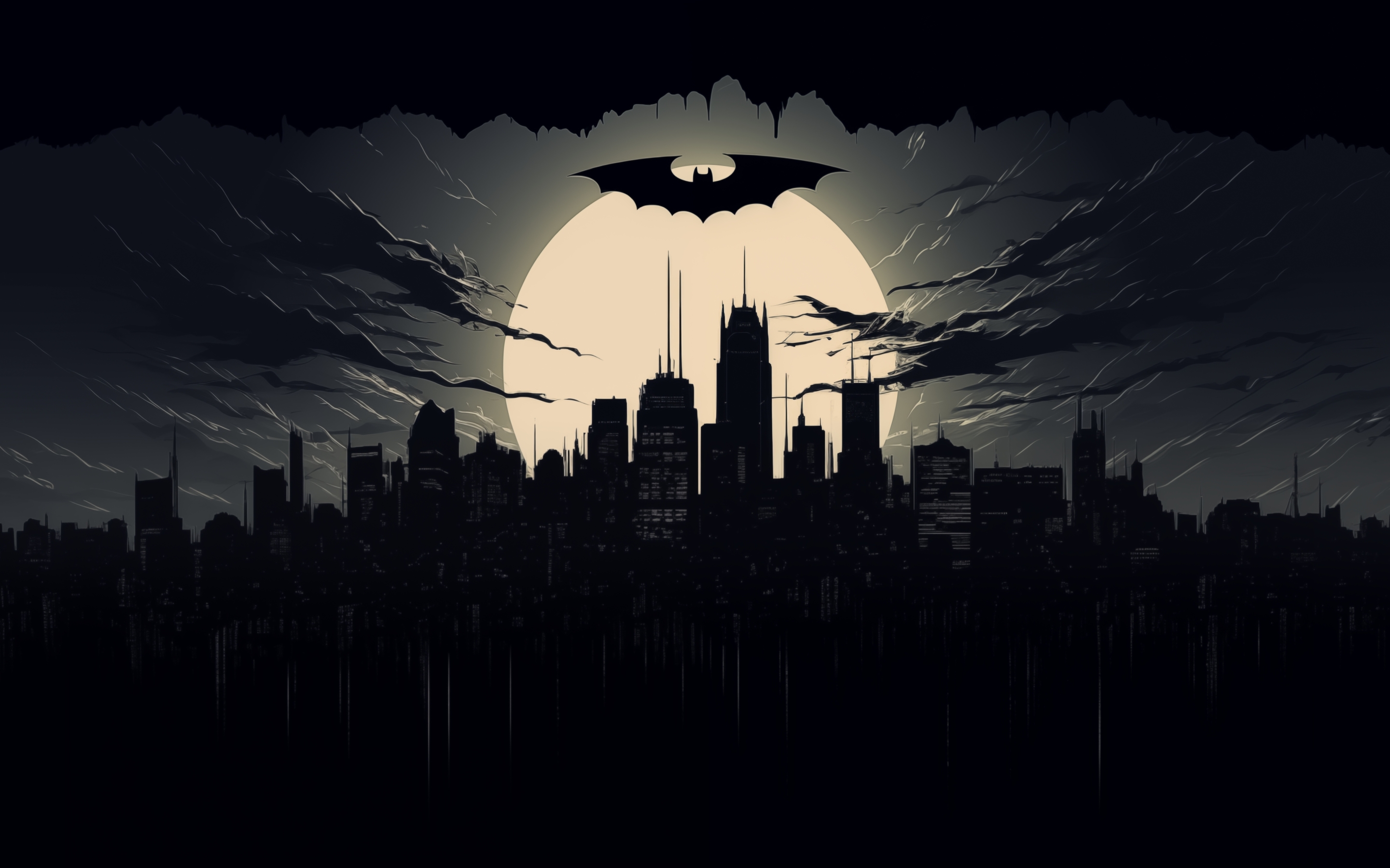 2880x1800 Resolution Batman Emblem Over Dark Gotham City Macbook Pro ...