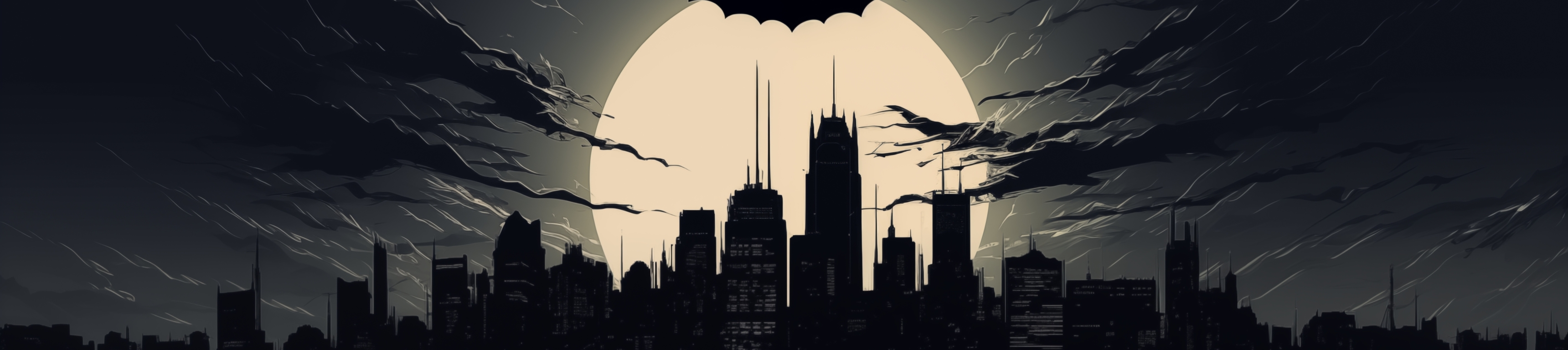 3440x768 Resolution Batman Emblem Over Dark Gotham City 3440x768 ...