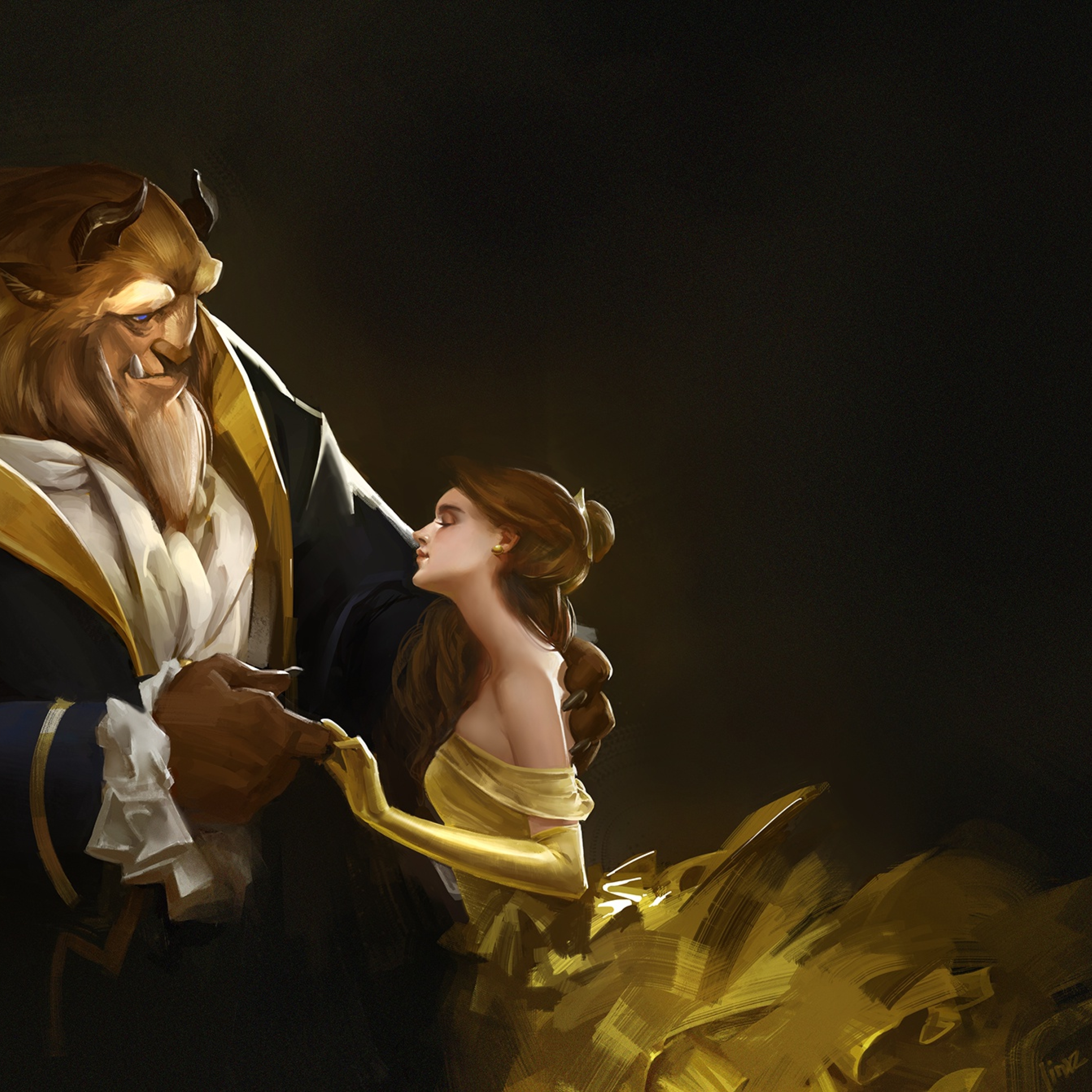 Beauty And The Beast Artwork (2932x2932) Resolution Wallpaper.