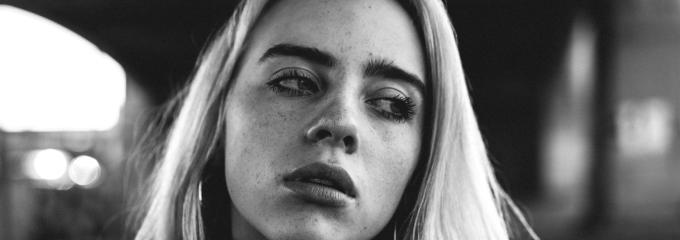 680x240 Billie Eilish Black and White 2020 680x240 Resolution Wallpaper ...