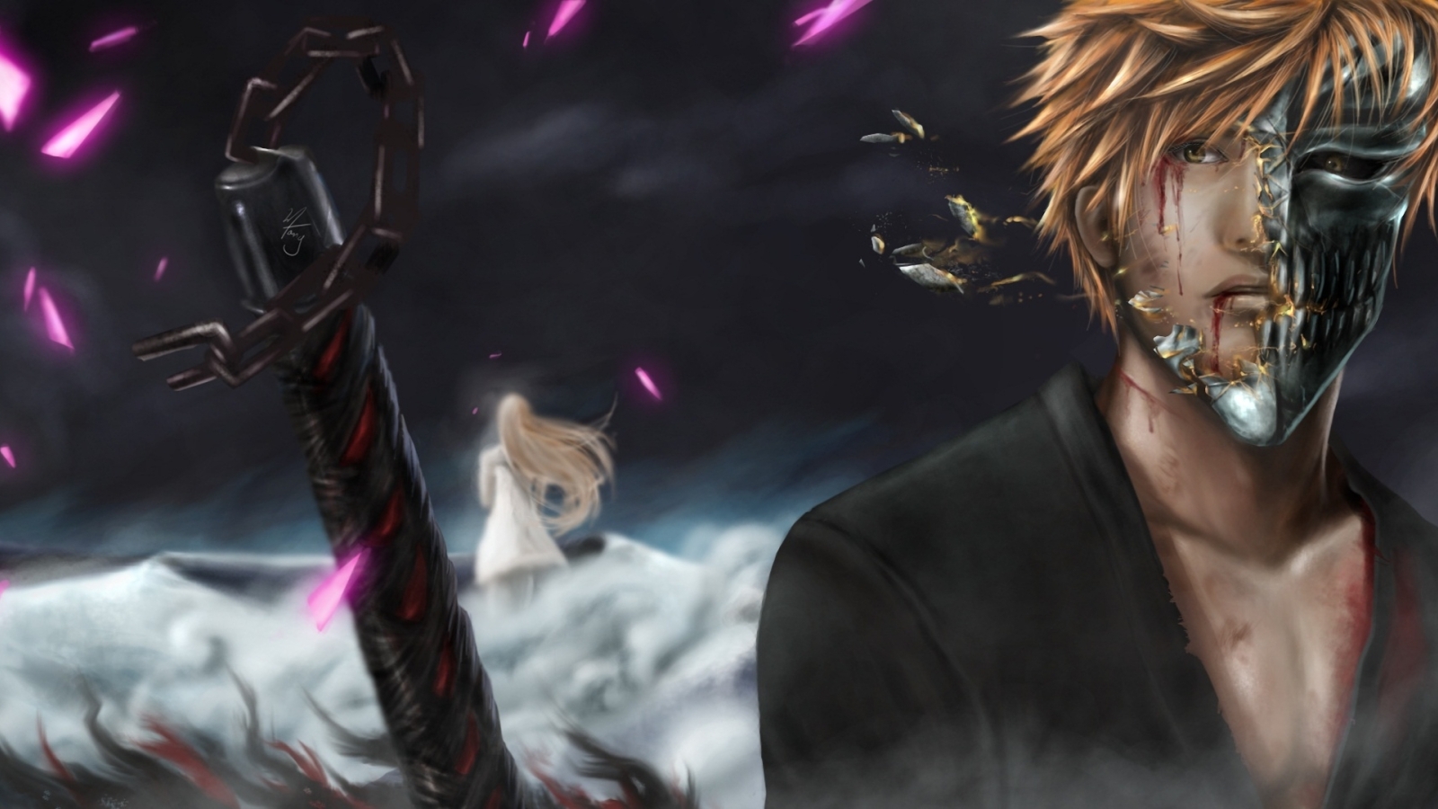 1600x900 bleach, kurosaki ichigo, inoue orihime 1600x900 Resolution