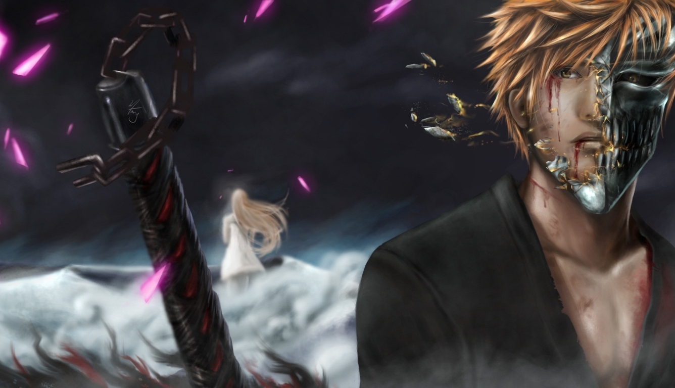 1336x768 bleach, kurosaki ichigo, inoue orihime HD Laptop Wallpaper, HD