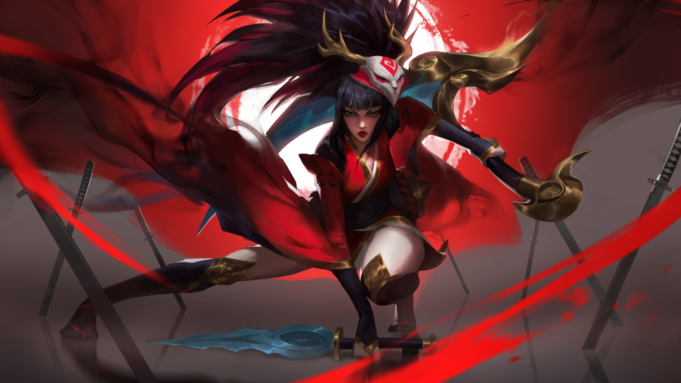 1366x768 Blood Moon Akali League Of Legends 1366x768 Resolution Wallpaper,  HD Games 4K Wallpapers, Images, Photos and Background - Wallpapers Den