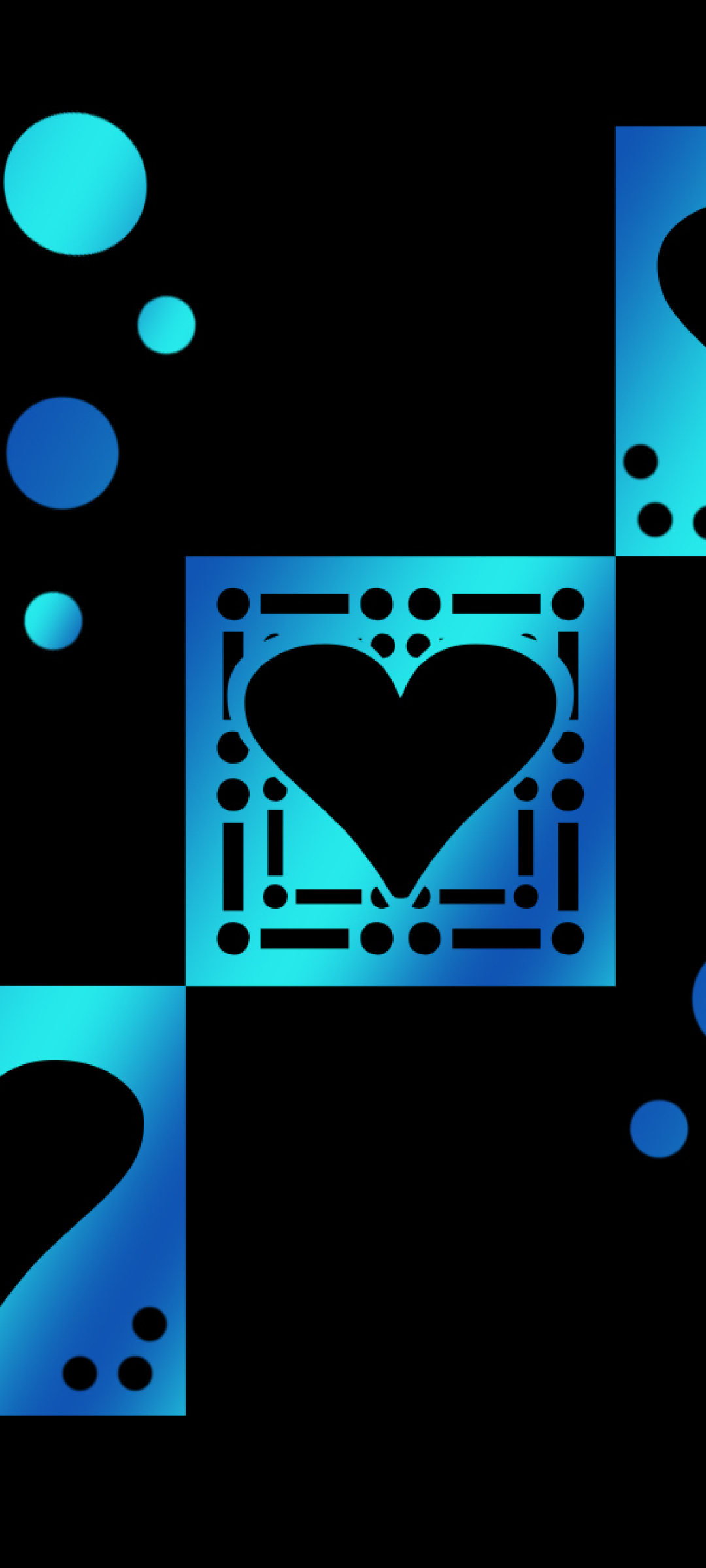 1080x2400 Blue Color Heart and Circle Shapes 1080x2400 ...