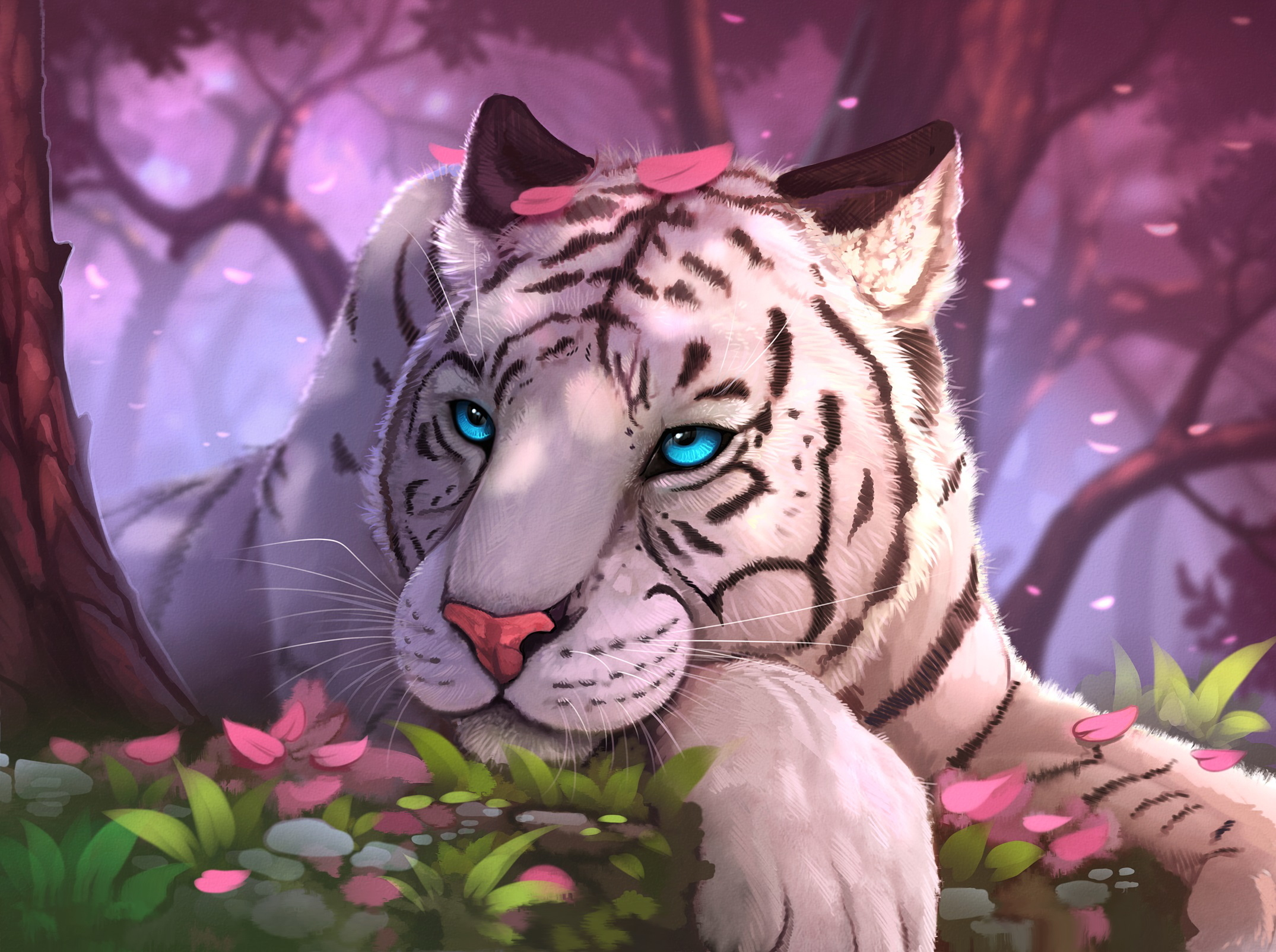 Blue Eyes White Tiger In Fantasy World Wallpaper, HD Animals 4K Wallpapers,  Images, Photos and Background - Wallpapers Den