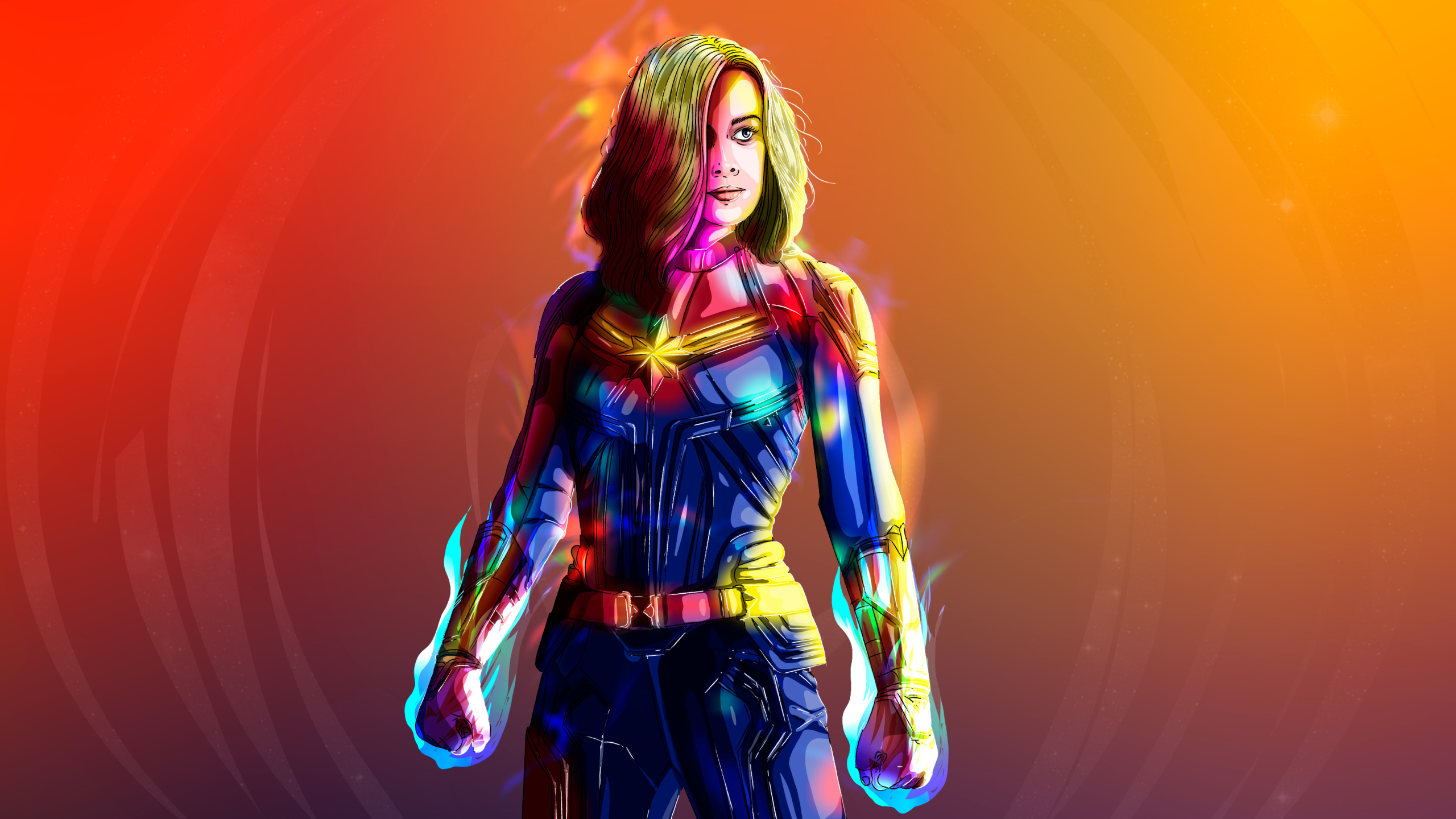 Brie Larson as Captain Marvel Artwork (2560x1440) Resolution Wallpaper.