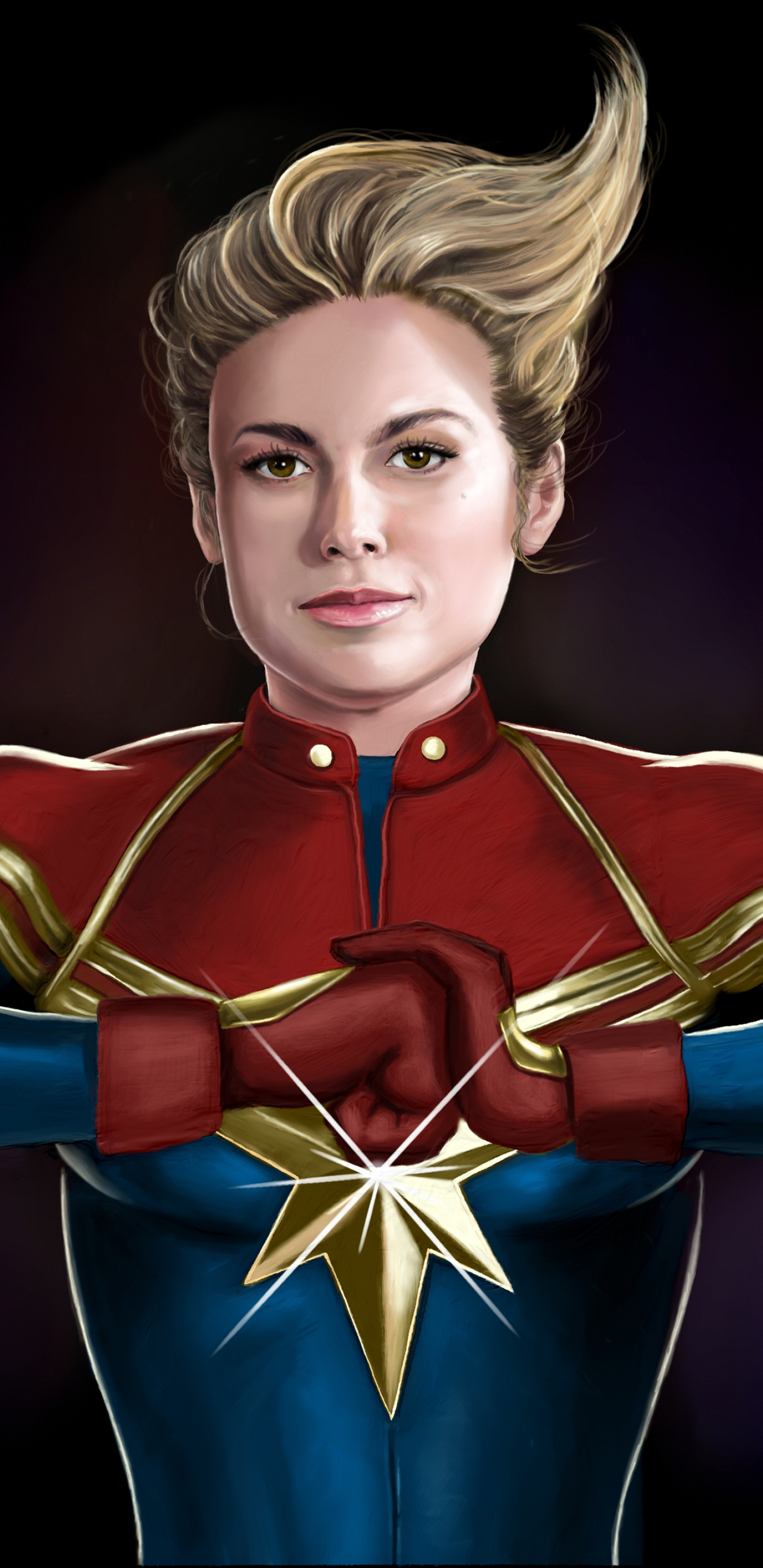 1440x2960 Brie Larson as Captain Marvel Illustration ...