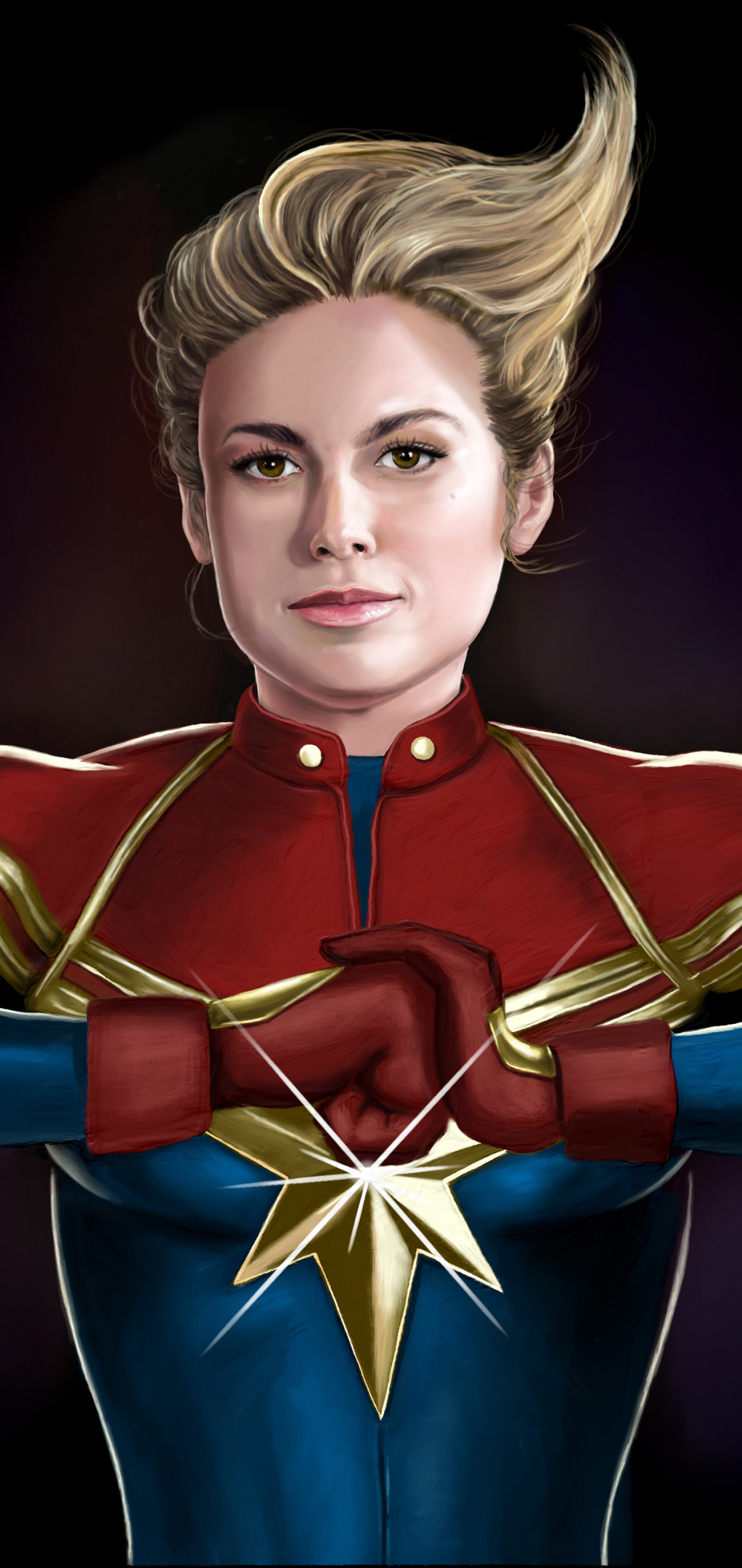 1440x3040 Brie Larson as Captain Marvel Illustration 1440x3040