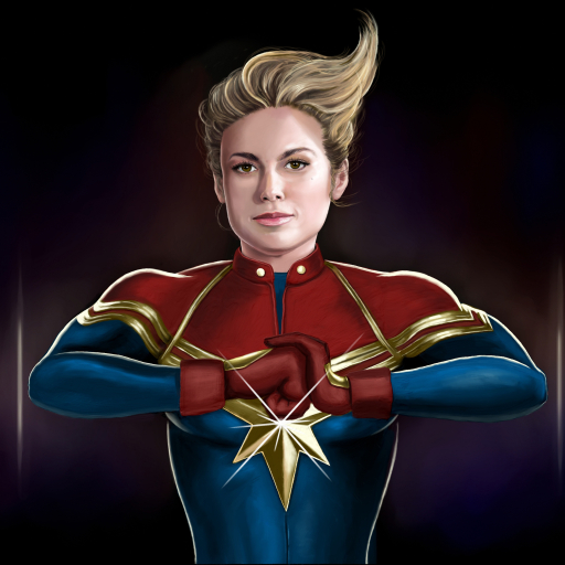 512x512 Brie Larson as Captain Marvel Illustration 512x512 Resolution ...