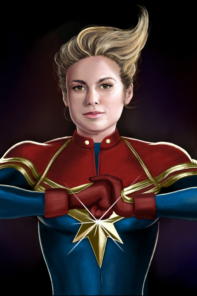 640x960 Resolution Brie Larson as Captain Marvel Illustration iPhone 4 ...