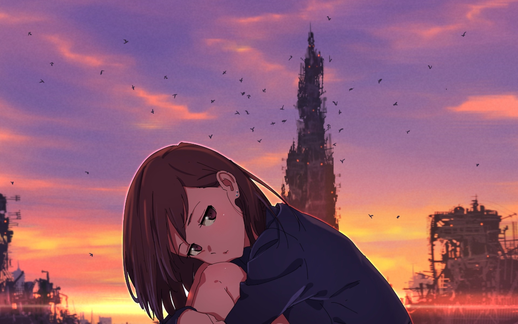 Broken Heart Anime Girl, Full HD Wallpaper