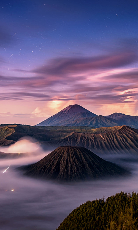 480x800 Calm Volcano Landscape In Fog Galaxy Note Htc Desire Nokia