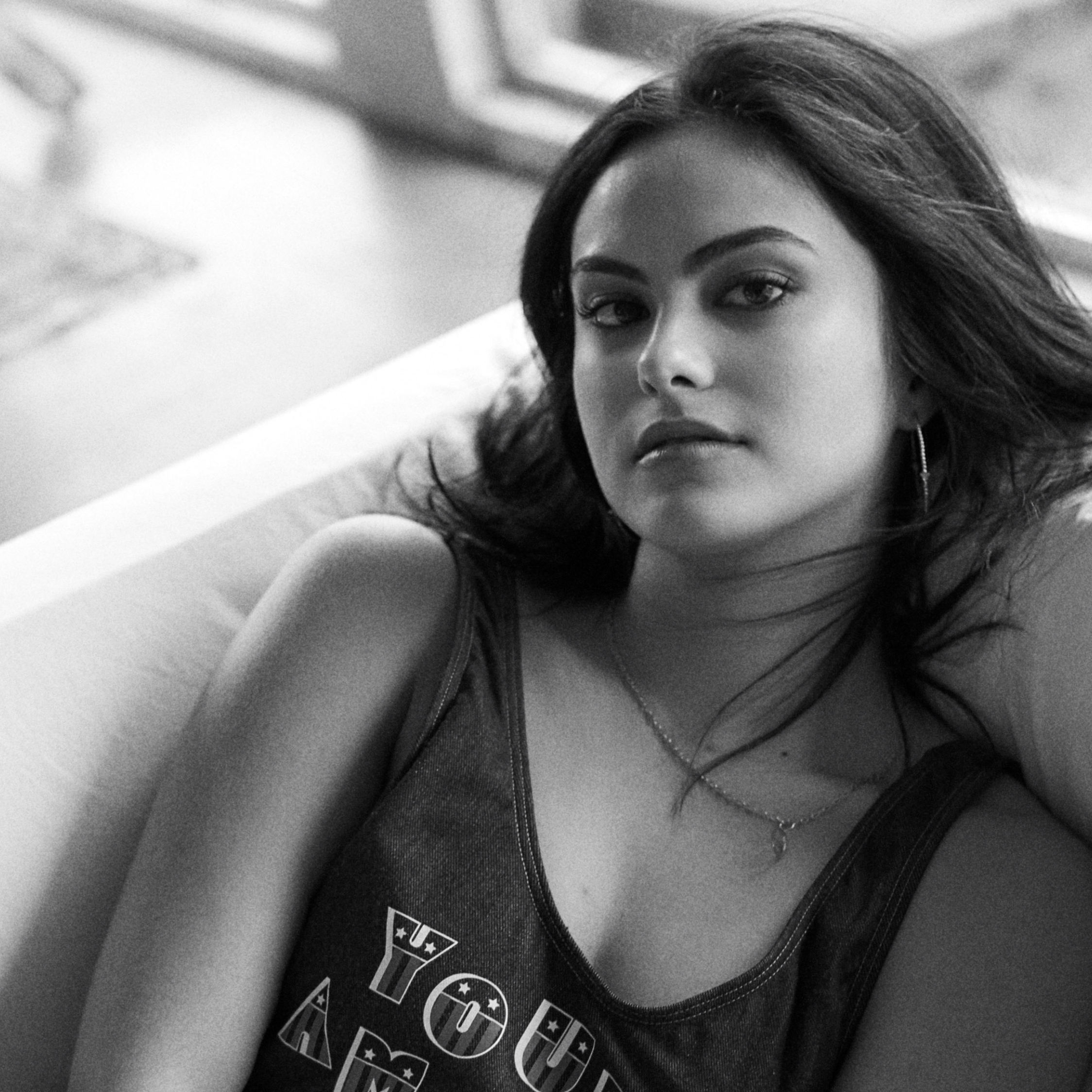 Camila Mendes Black And White, HD 4K Wallpaper