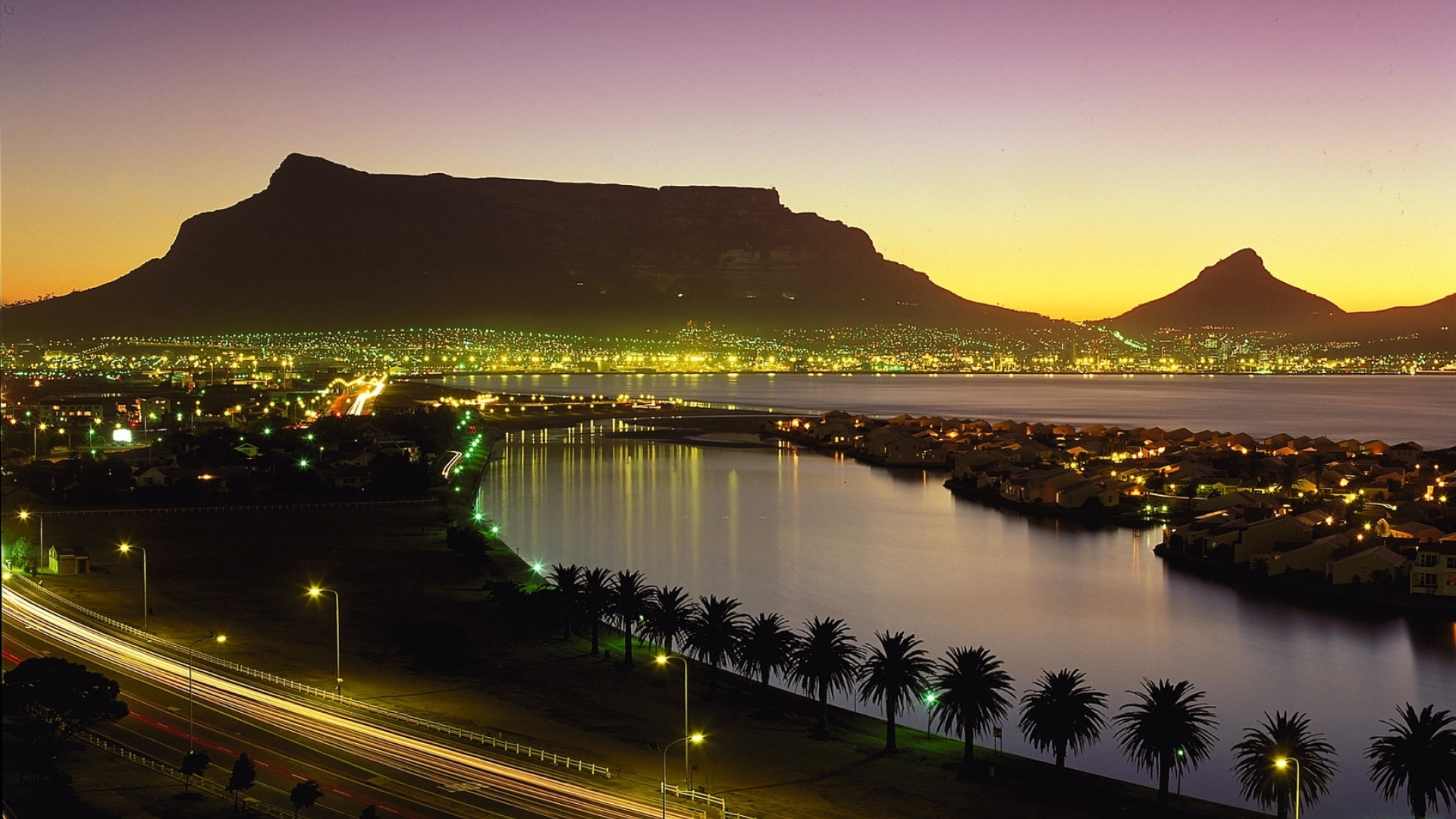 1920x1080 cape town, south africa, night lights 1080P ...