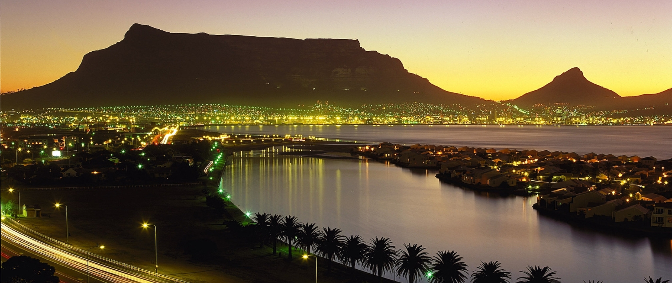 2560x1080 cape town, south africa, night lights 2560x1080 Resolution Wallpaper, HD City 4K ...