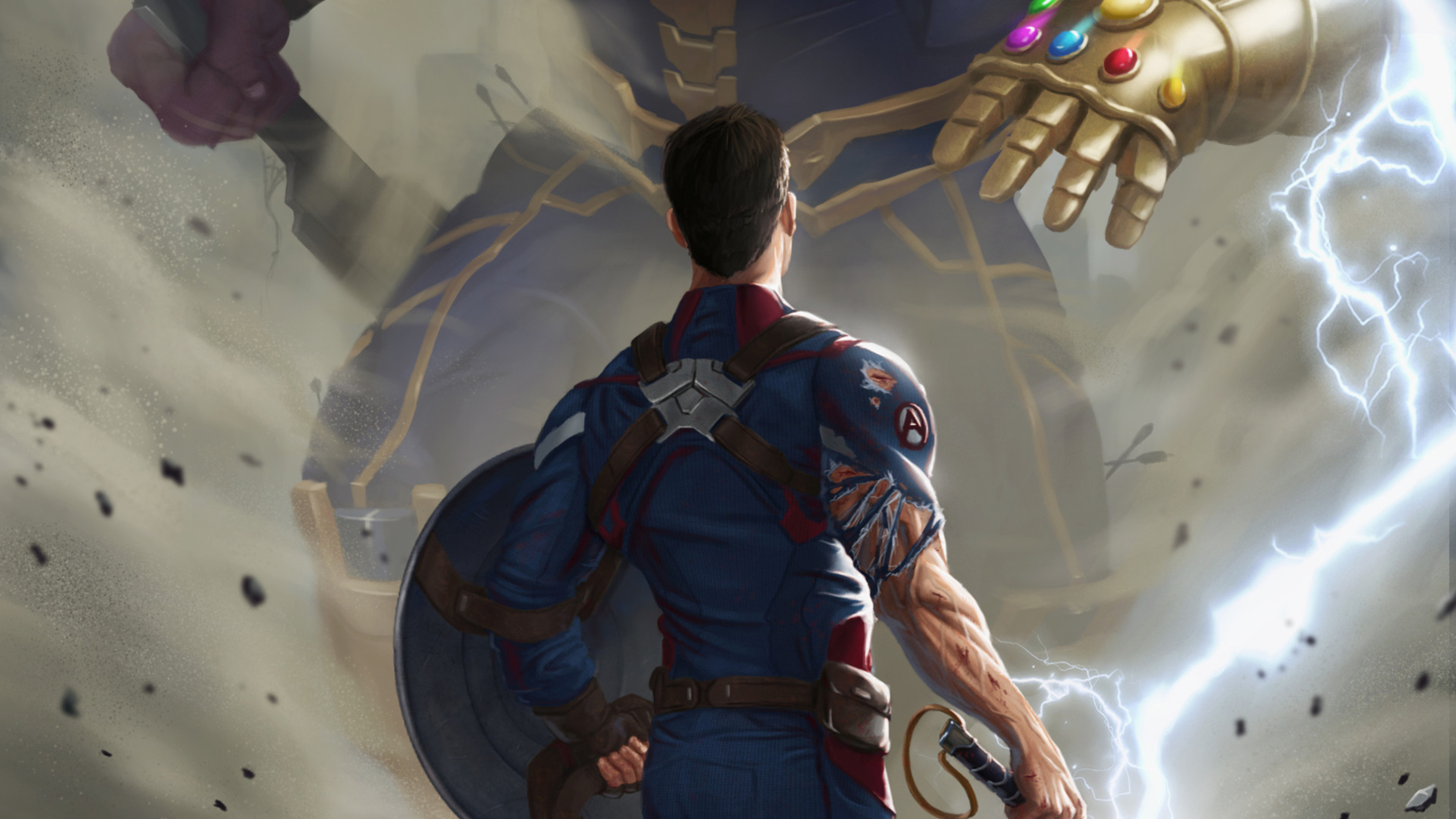3840x2160 Captain America Against Thanos Endgame Art 4K Wallpaper, HD