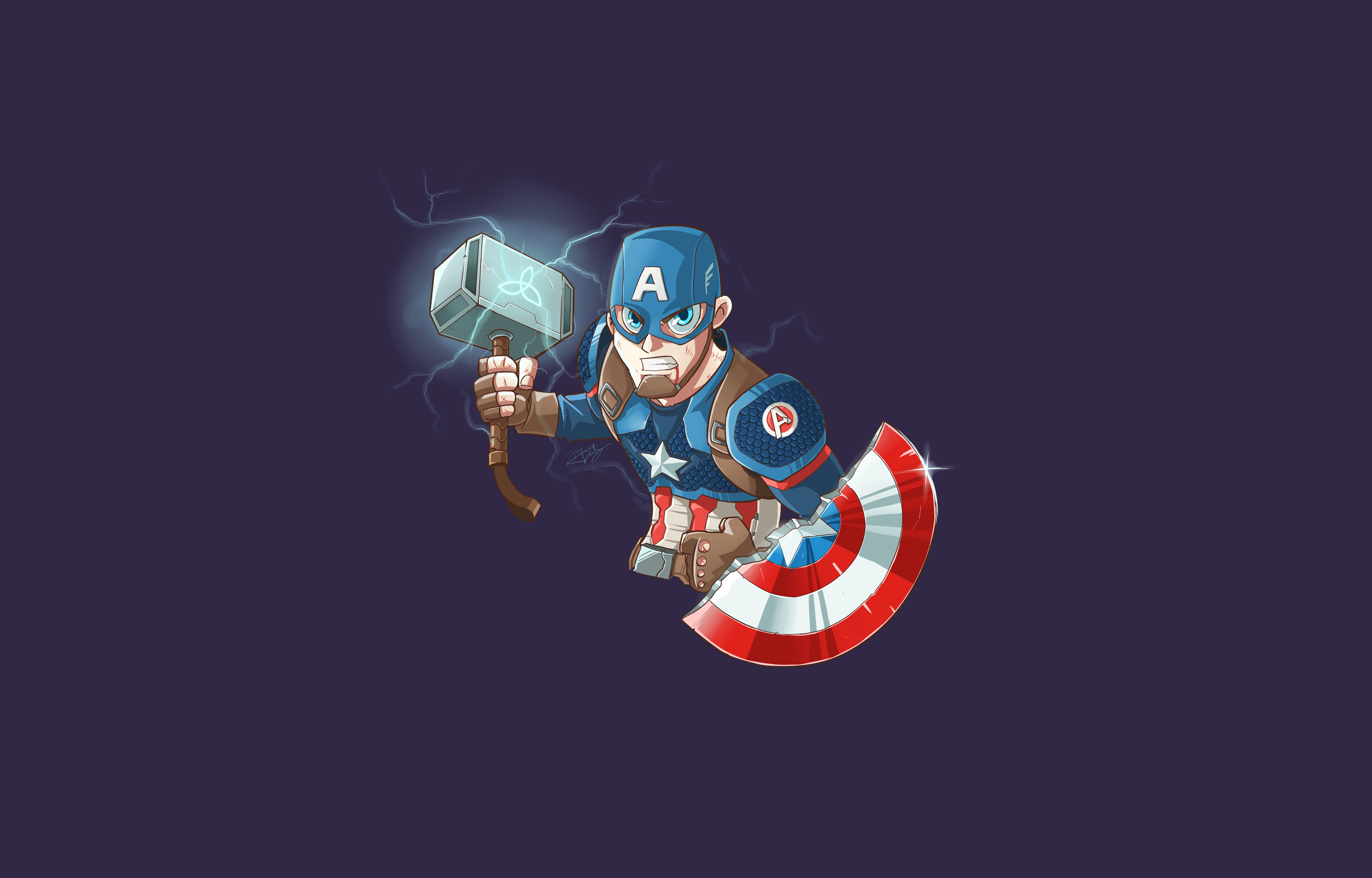 Captain America with Mjolnir and Shield Art Wallpaper, HD Artist 4K  Wallpapers, Images, Photos and Background - Wallpapers Den