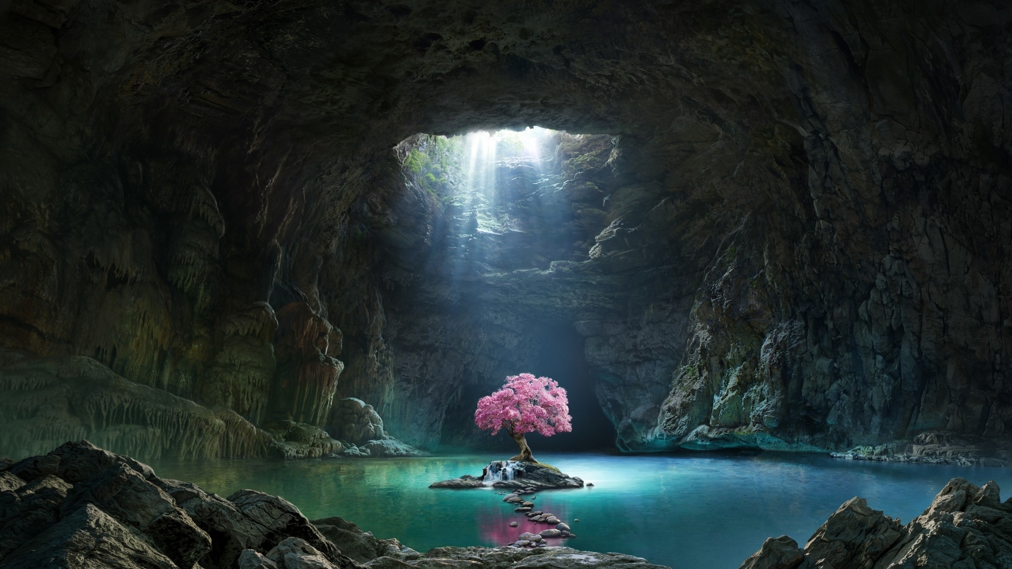 X Cave Lake K Wallpaper HD Nature K Wallpapers Images Photos And Background