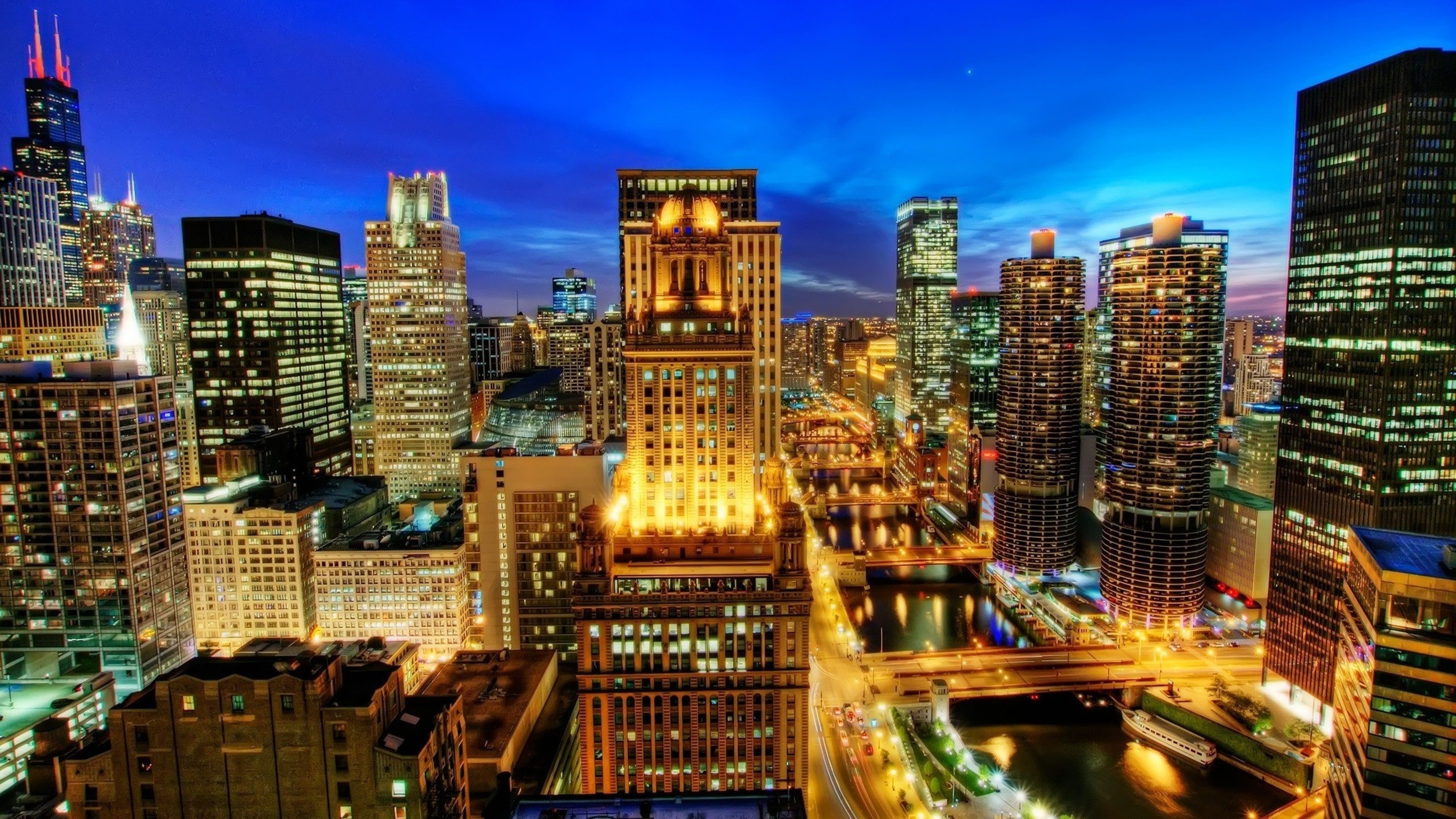 3840x2160 chicago, city, night 4K Wallpaper, HD City 4K Wallpapers, Images,  Photos and Background - Wallpapers Den