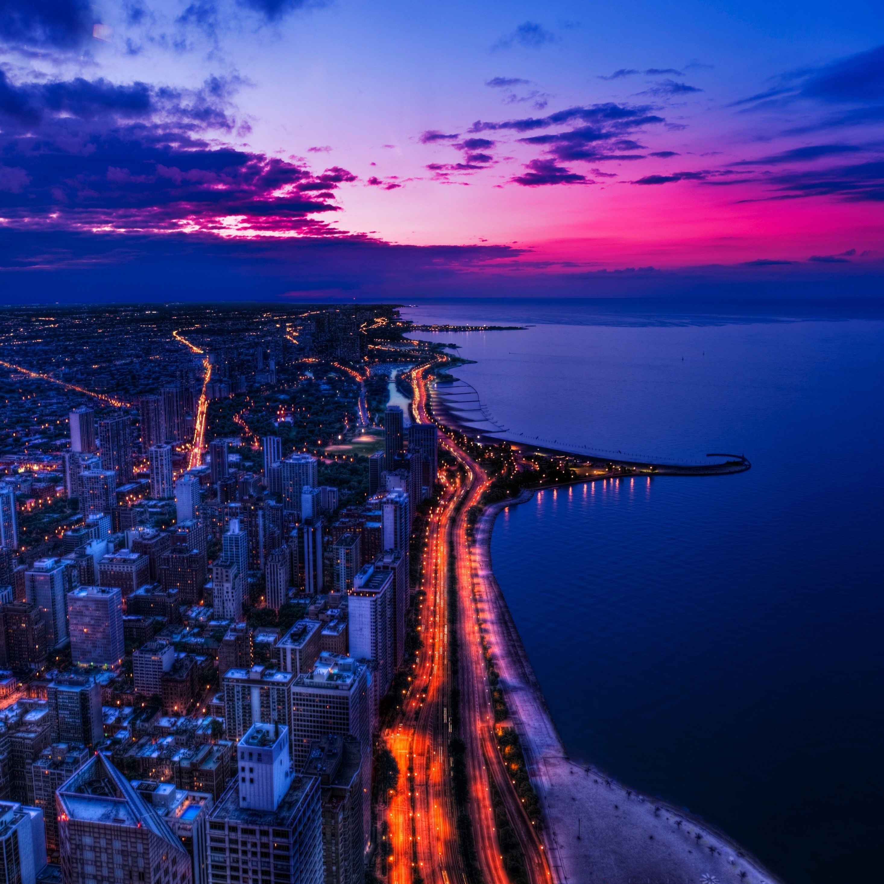 2932x2932 Chicago City View at Sunset Ipad Pro Retina Display Wallpaper, HD  City 4K Wallpapers, Images, Photos and Background - Wallpapers Den