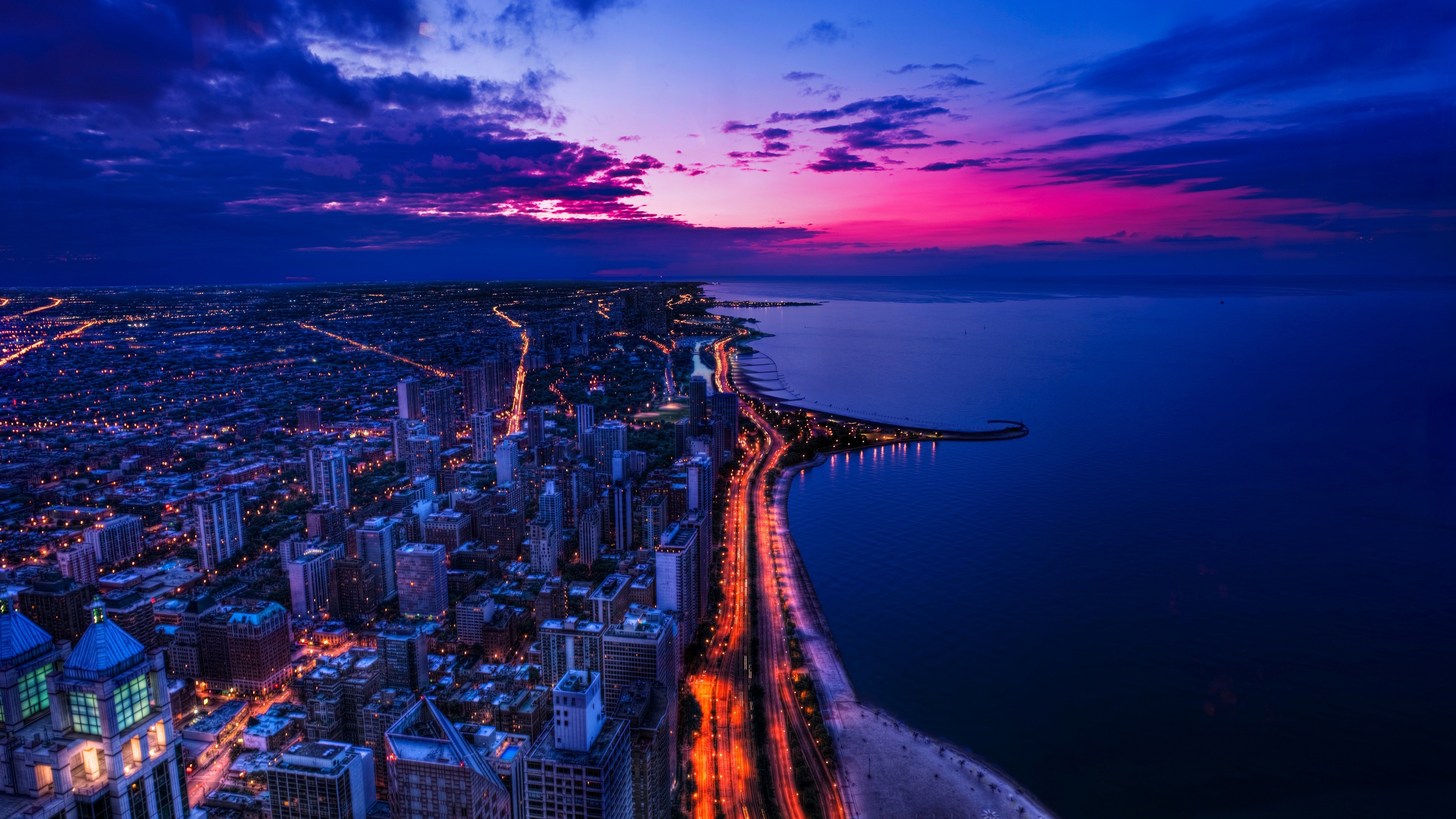 Chicago City View At Sunset Wallpaper Hd City 4k Wallpapers Images Photos And Background Wallpapers Den