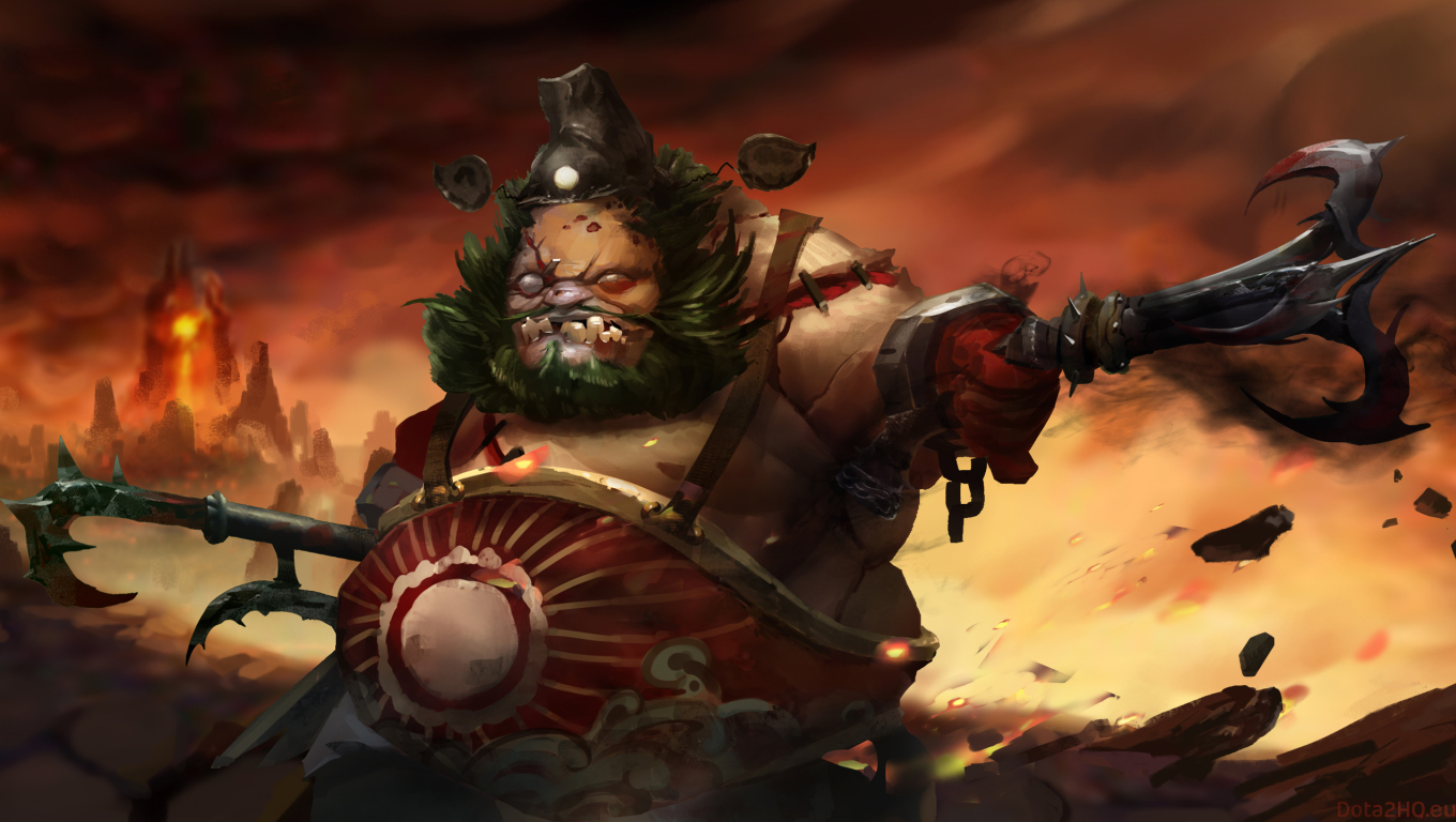 1360x768 Chinese Pudge Dota 2 Art Desktop Laptop Hd