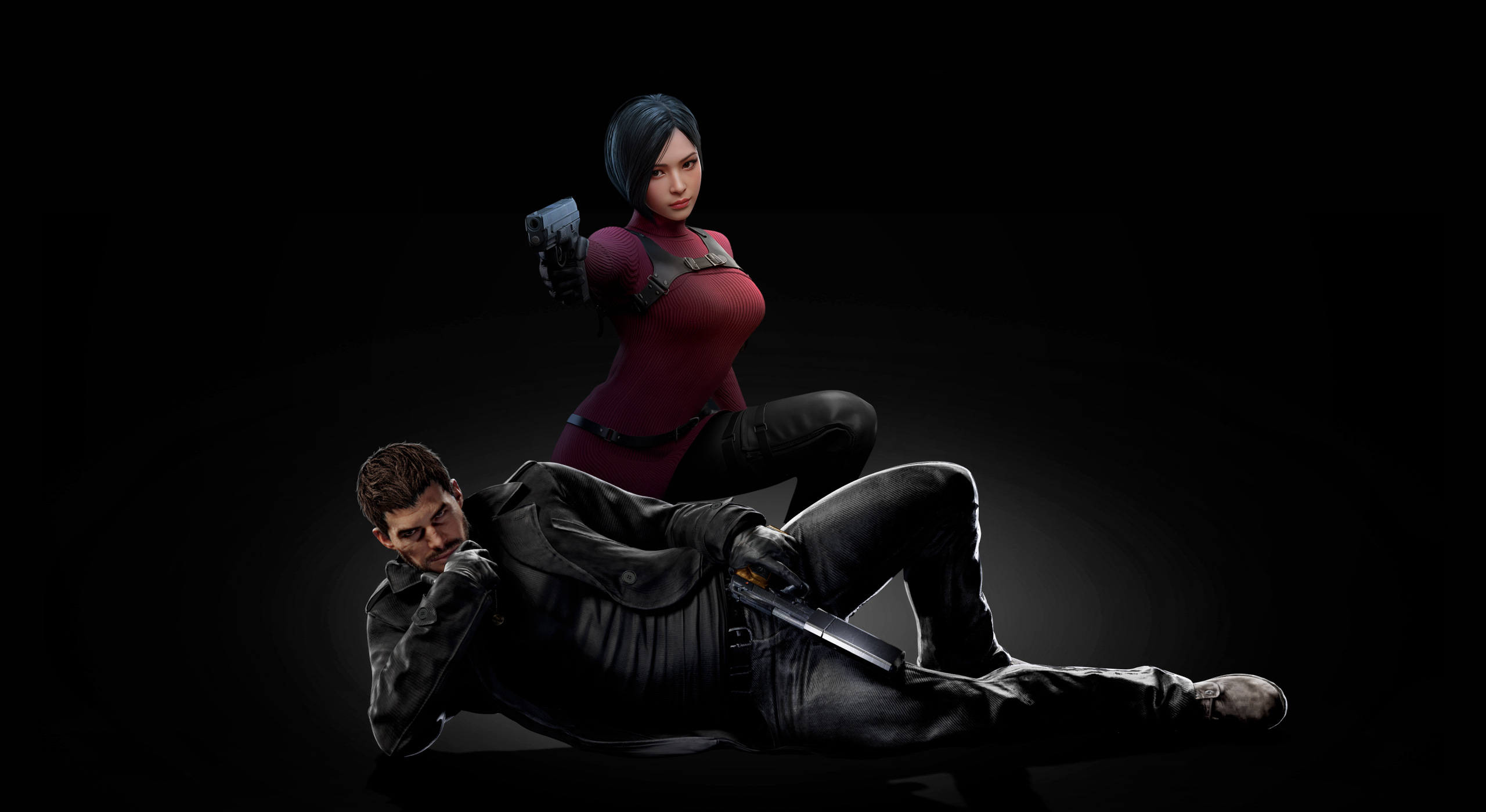 2560x1400 Resolution Chris Redfied And Ada Wong Team Resident Evil 2560x1400 Resolution 0812