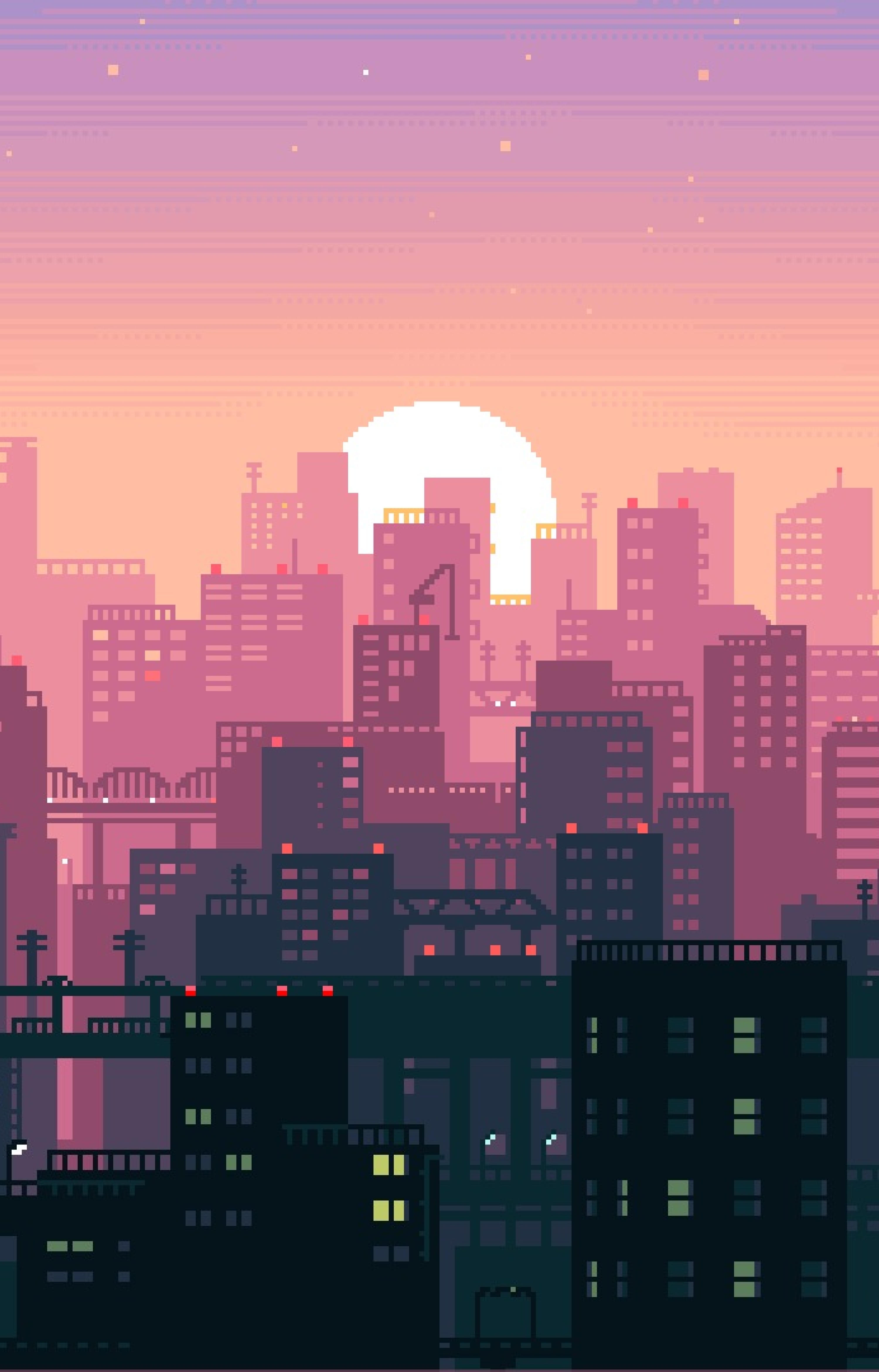 3000x4680 Resolution City Building Sunshine Pixel Art 3000x4680 ...