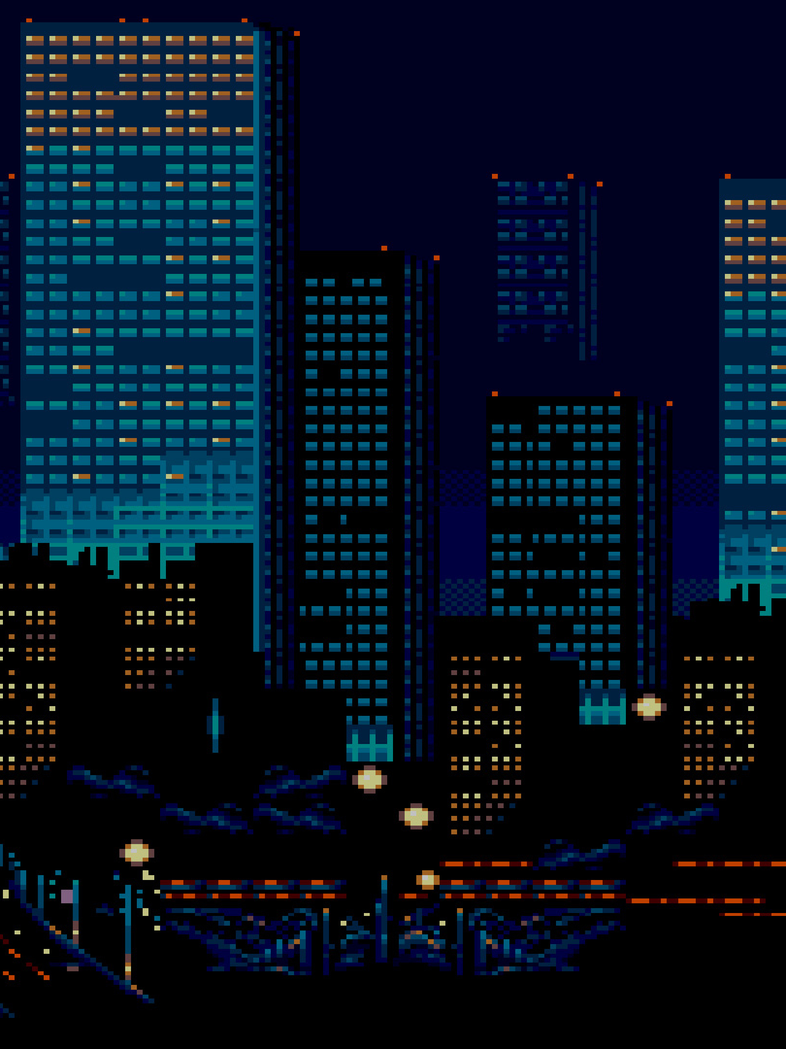 City Buildings Lights 8 Bit (1620x2160) Resolution Wallpaper.