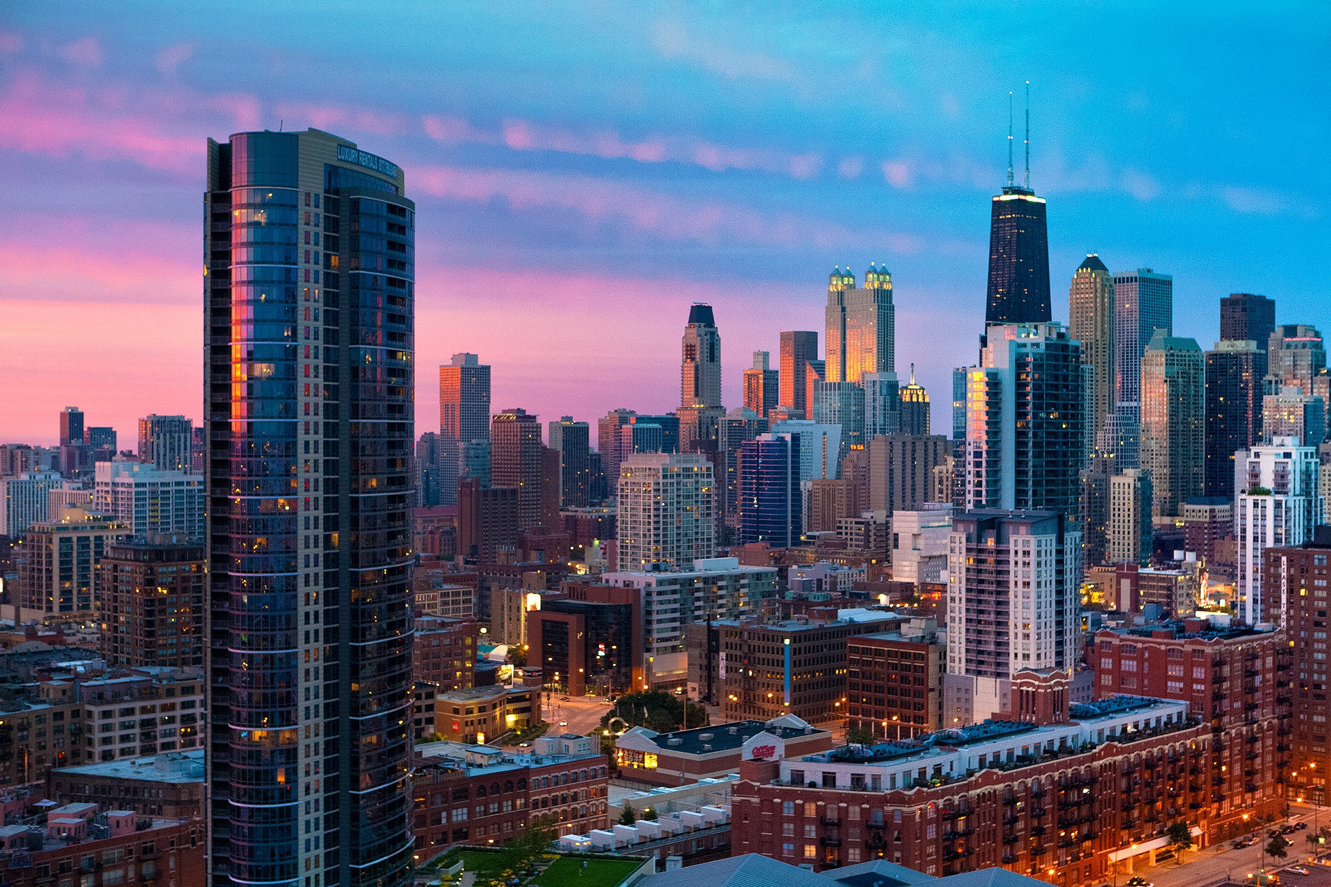 500x500 City Chicago Sunset 500x500 Resolution Wallpaper HD City 4K 