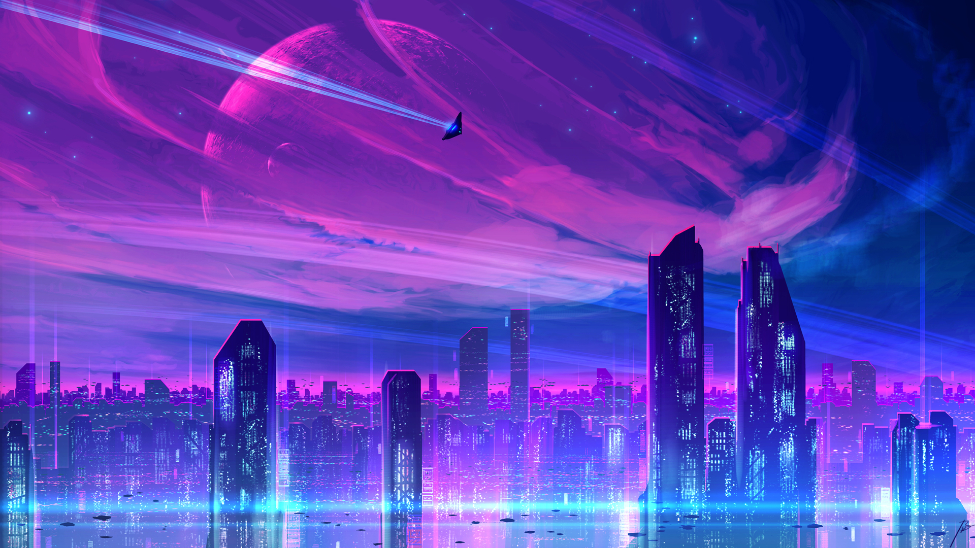 Wallpaper city, lights, future, night, cyberpunk, skyscrapers, hologram  images for desktop, section фантастика - download