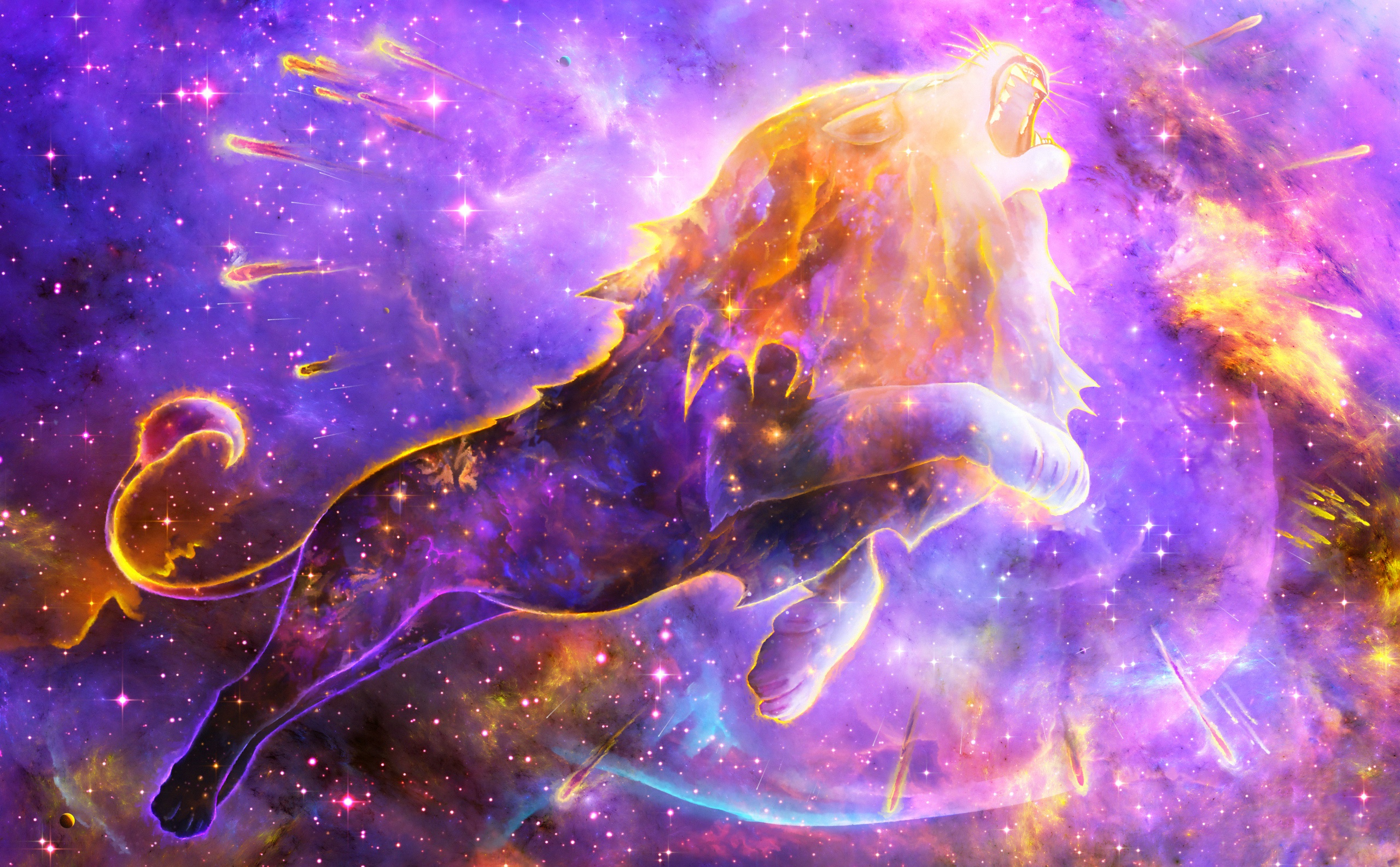 1893x1313 Resolution Colorful Lion Spirit In Space Nebula 1893x1313 ...