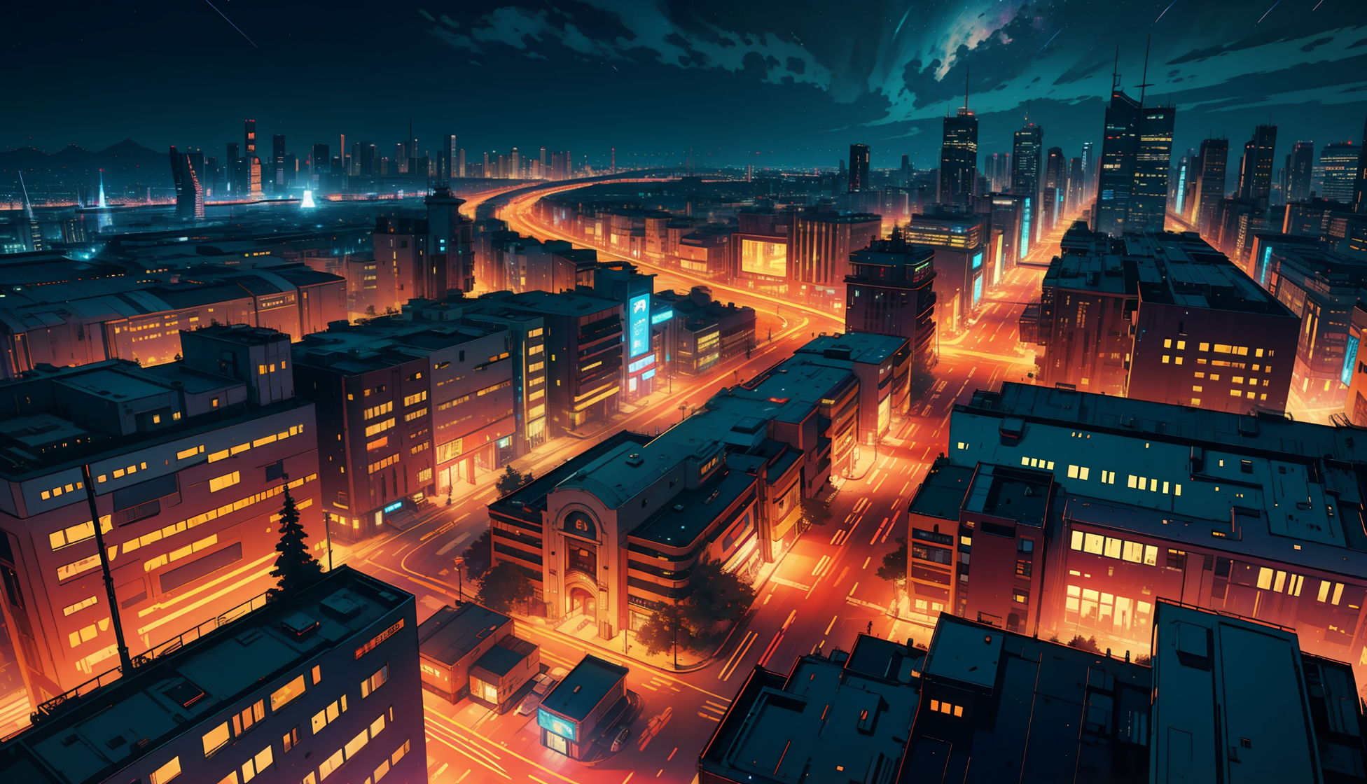 Anime Night City Stock Illustration  Adobe Stock