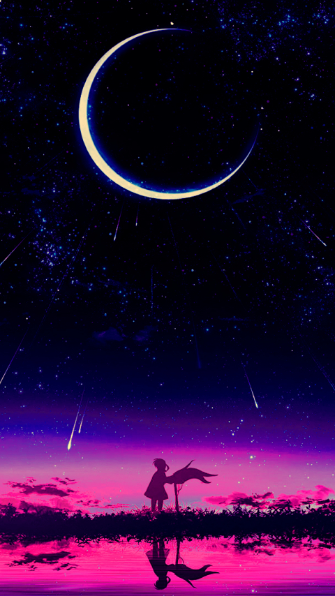 480x854 Resolution Cool Anime Starry Night Illustration Android One ...