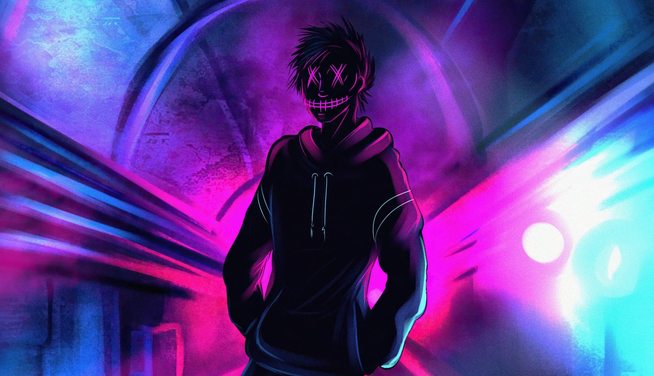 1336x768 Cool Anonymous Neon Boy HD Laptop Wallpaper, HD Artist 4K  Wallpapers, Images, Photos and Background - Wallpapers Den