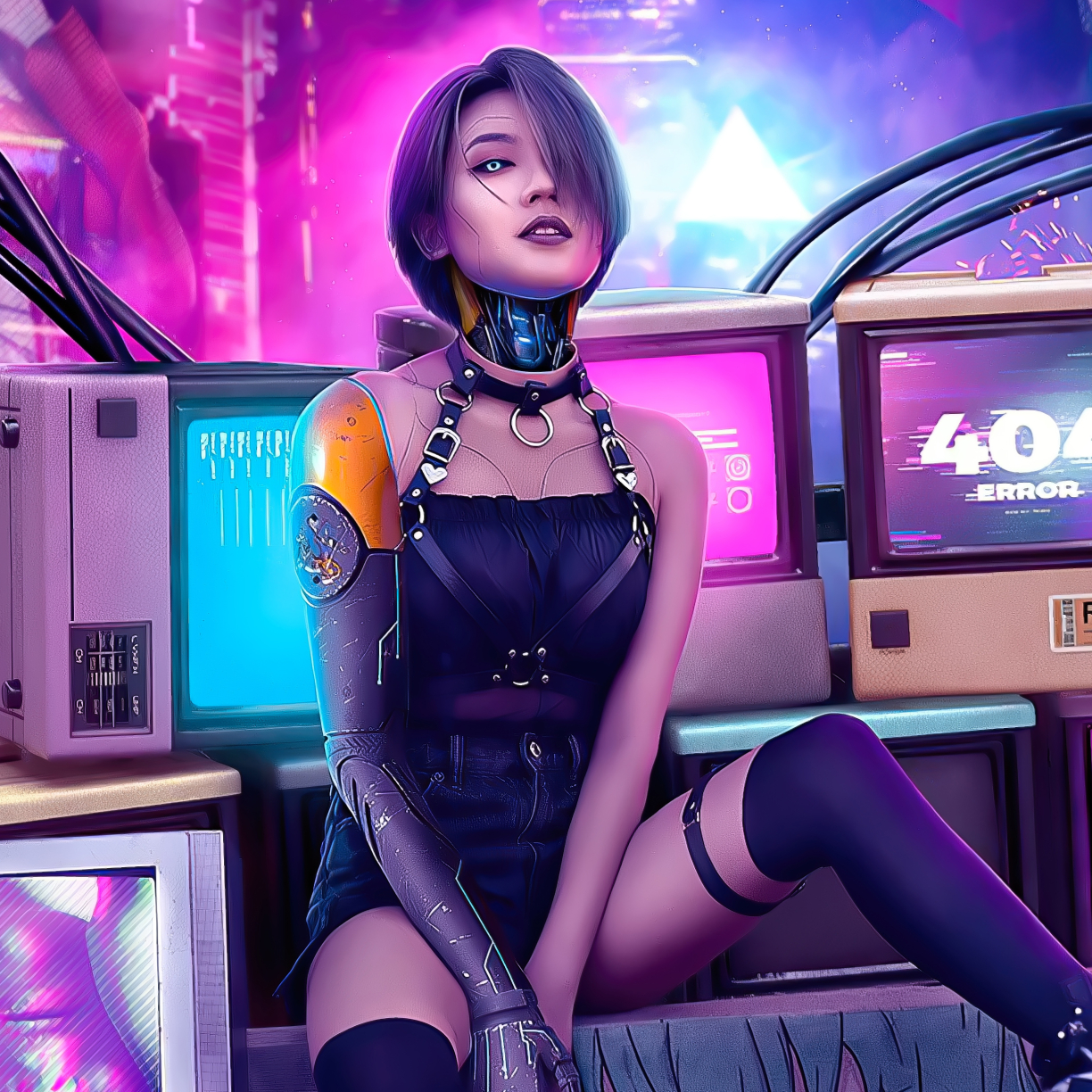 1224x1224 Cool Cyberpunk Cyborg Girl 1224x1224 Resolution Wallpaper Hd Games 4k Wallpapers 0765