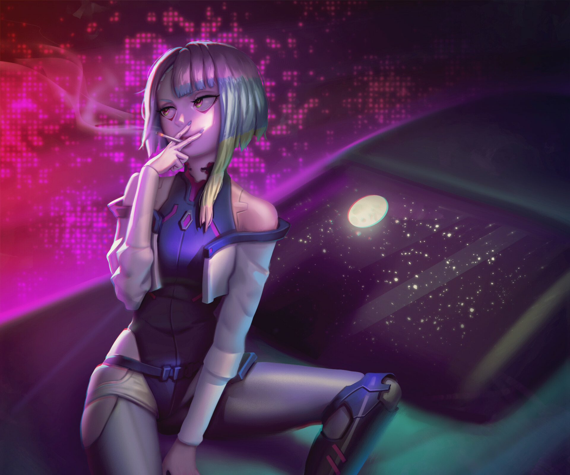 19200x1080 Cool Lucy Cyberpunk Edgerunners Digital Illustration 