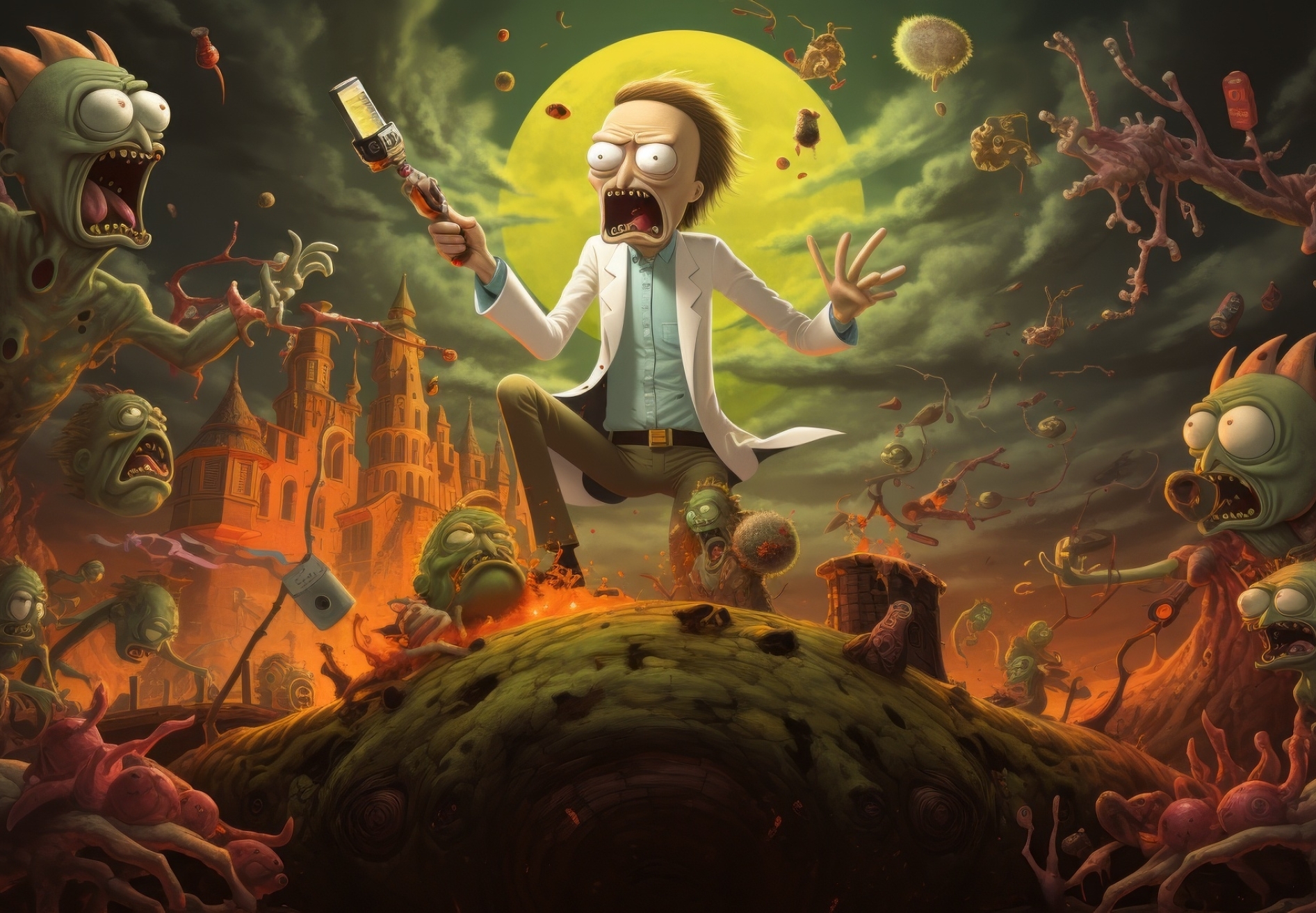 1893x1313 Resolution Cool Rick or Morty Alien Attack 1893x1313 ...