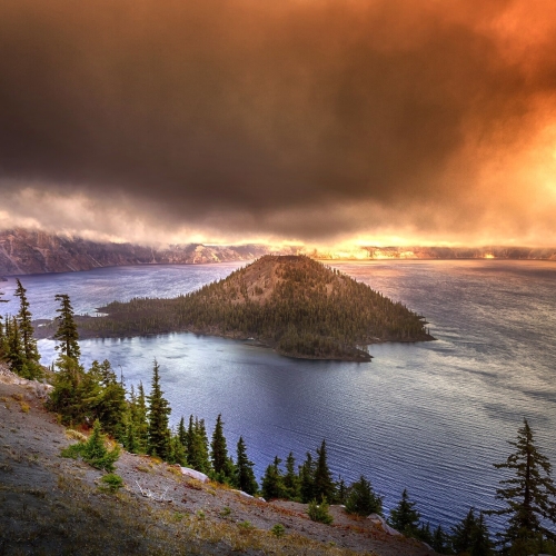 500x500 Crater Lake Hd 500x500 Resolution Wallpaper Hd Nature 4k